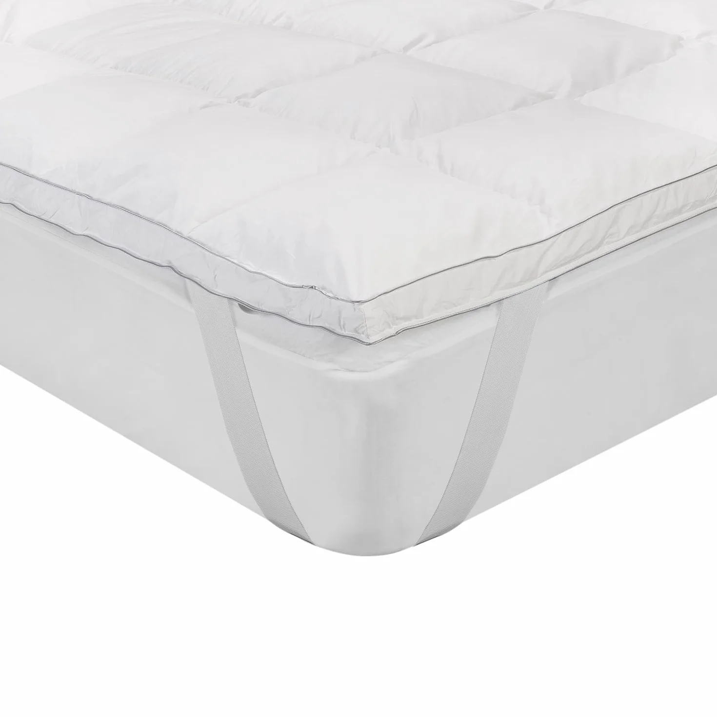 What The Sleep - Cubre Colchón 150 x 190 cm | Cama 150 cm | Topper Relleno Natural 1300 gr/m² | 5 cm Altura | Algodón Downproof | Sobrecolchón Natural Efecto Nube Mullido | Top Transpirable | Bass
