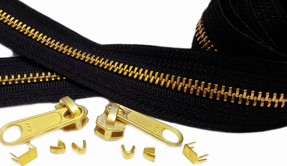 zipperstop al por mayor autorizado distribuidor 10 yardas cadena de latón cremallera YKK® Repuesto Negro – YKK # 5 con 10 Fancy de largo Tire Perillas 30 Top paradas 30 parte inferior se detiene para crear tu propio impresionante cremalleras – 100% fabric