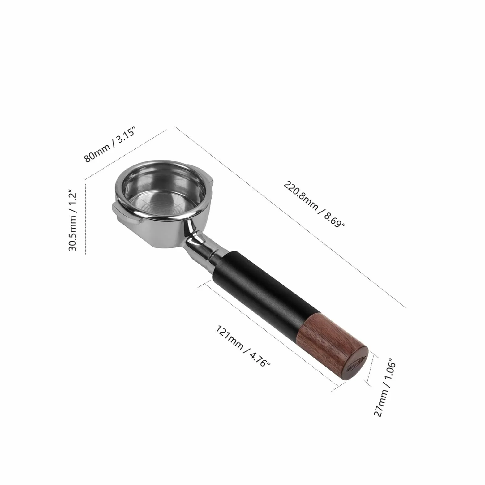 Mango De Portafiltro Sin Fondo Calado De Nogal De 54/58 Mm, Compatible Con IKAPE, Accesorio De Espresso | 58mm E61 Black