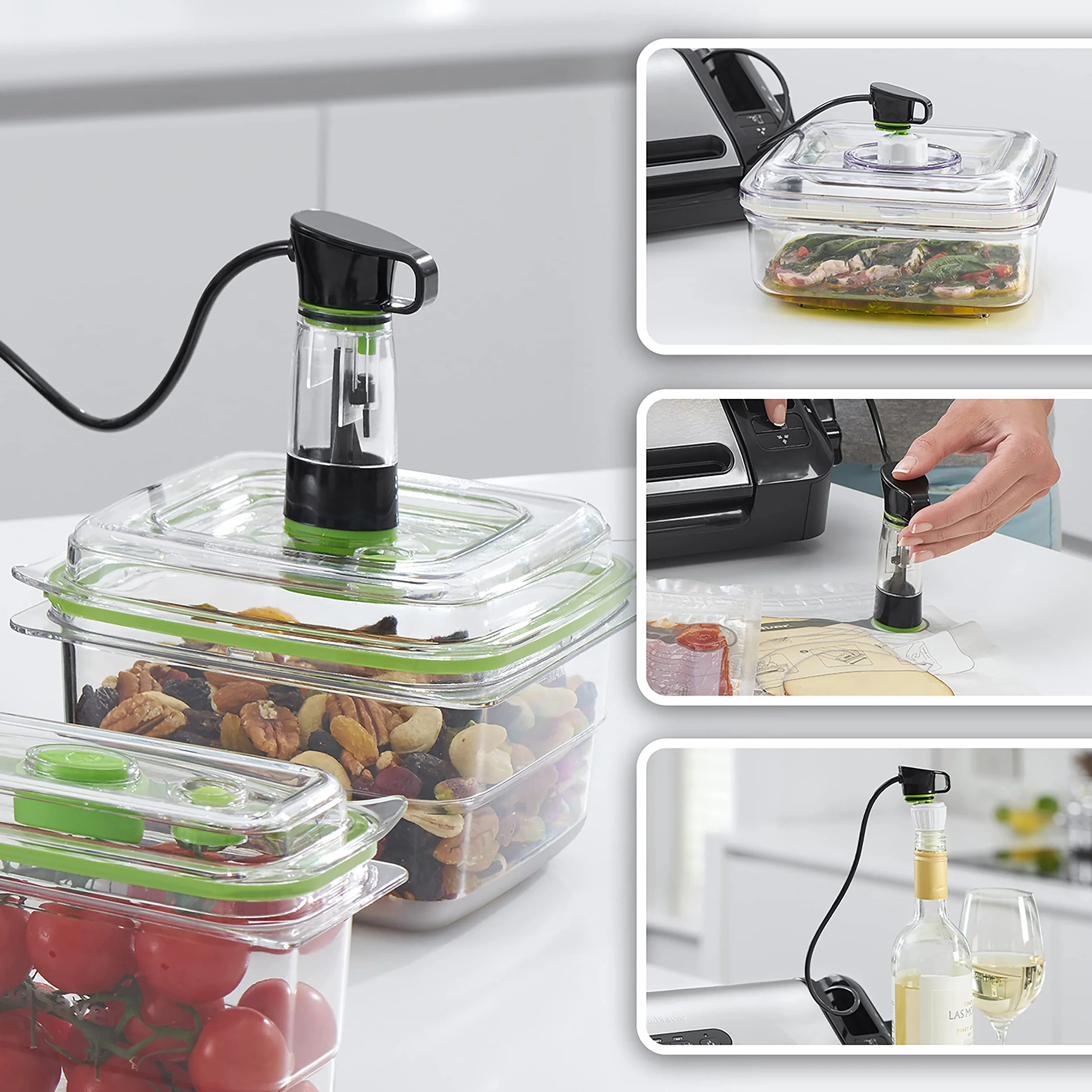 FoodSaver Envasadora al Vacío con un Cutter Incorporado, Funciones «solo sellado», «húmedo/seco» y «marinar», incluye Rollos/Bolsas [FFS017X]