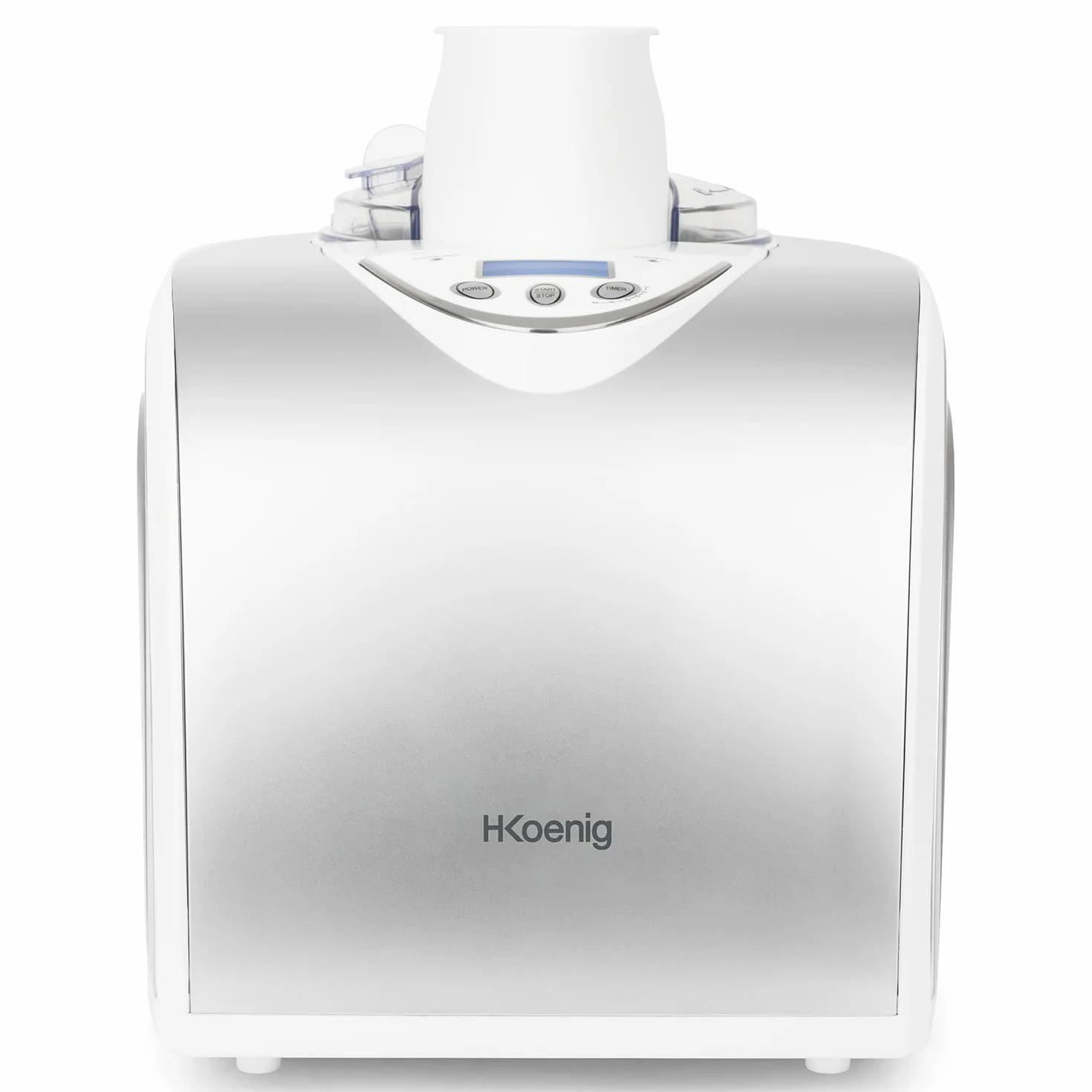 H.Koenig HF180 Máquina Para Hacer Helados Caseros y Sorbetes Profesionales, Heladera Con Compresor, 135 W, 1 Litro, Preparación 30 Mins, Pantalla LCD, Conservación En Frío, Acero Inoxidable