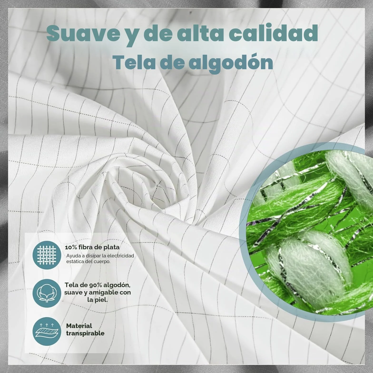 RIQINXIN Esterilla de Tierra Con Cable de Conexión, 150 x 200 cm, Transpirable, Fibra de Plata, Toalla Para la Salud, Producto de Puesta a Tierra Para Mejor Sueño, Beige