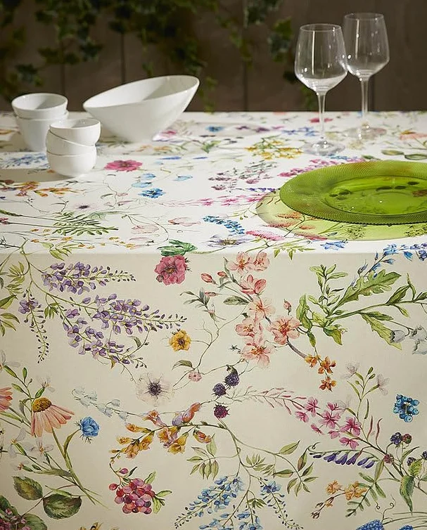 Mantel Antimanchas Floral, 150 cm, Algodón Resinado, Impermeable con Teflon, Fabricado en España (150x200cm)