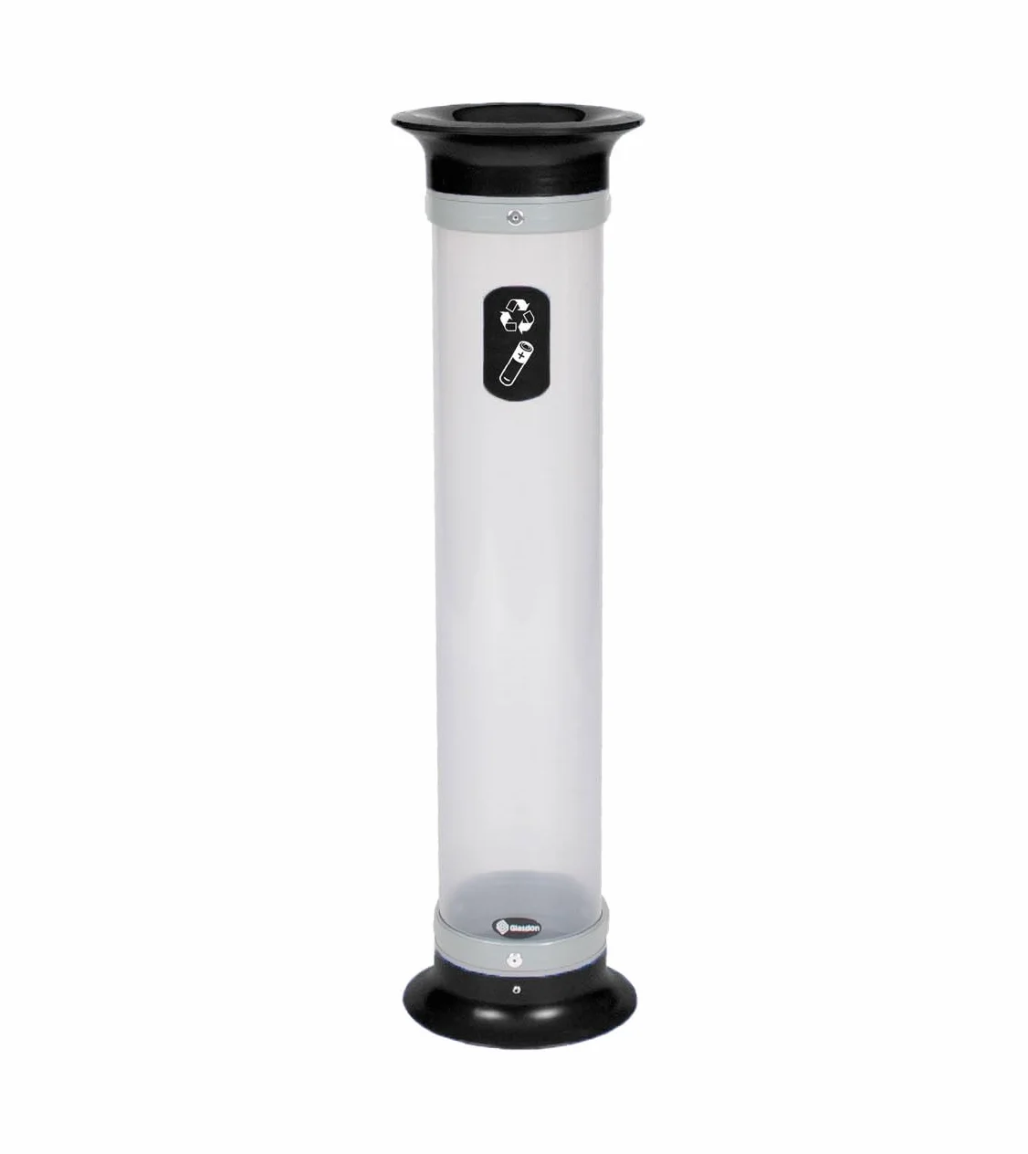 Contenedor de pilas Vision™ 15 (3 colores) – Recolector de residuos de pilas pequeño – Tubo de recogida de pilas transparente compacto de 15 litros (Negro)