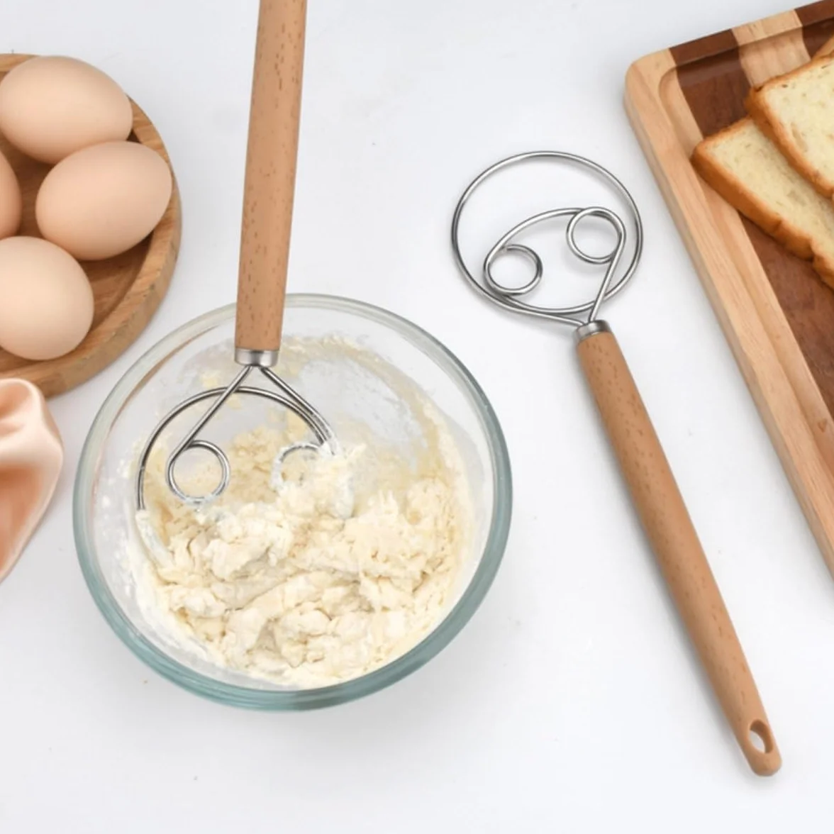 Batidor Varillas Cocina Mezclador De Masa Manual De Acero Inoxidable, Mezclador De Masa En Polvo, Herramienta For Hacer Masa Barillas Batir Batidor De Huevo