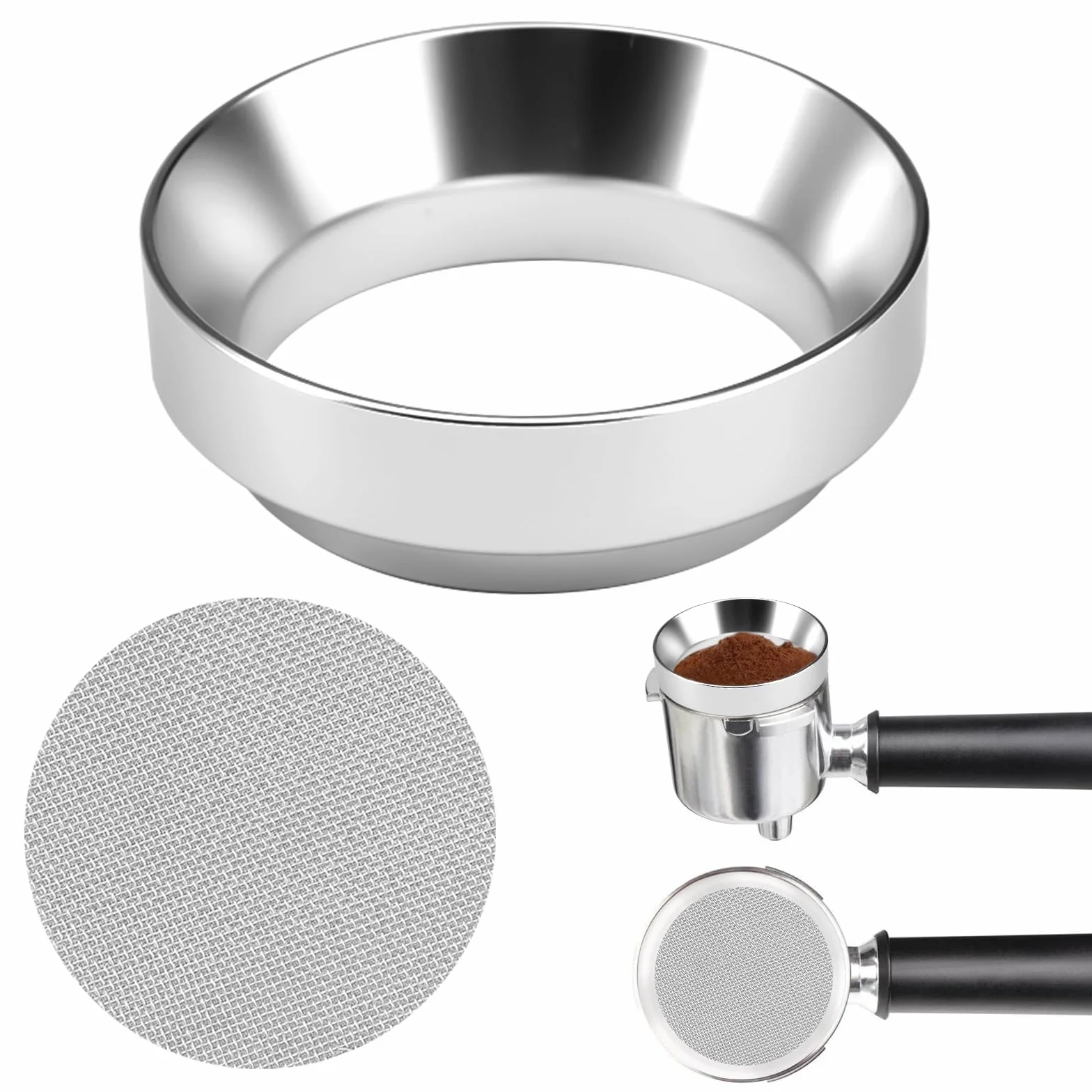 Anillo Dosificador Cafe 51mm, Embudo Magnético Acero Inoxidable, Accesorios Portafiltros para Máquinas de Café Barista