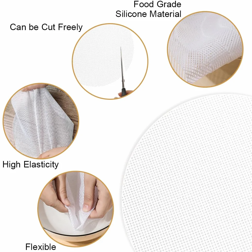 Redondo Silicona Ecológica Vaporera Pad 32 cm, Silicona Vapor Malla Antiadherentes Reutilizables para Bollos, Pasteles, Secado de Frutas