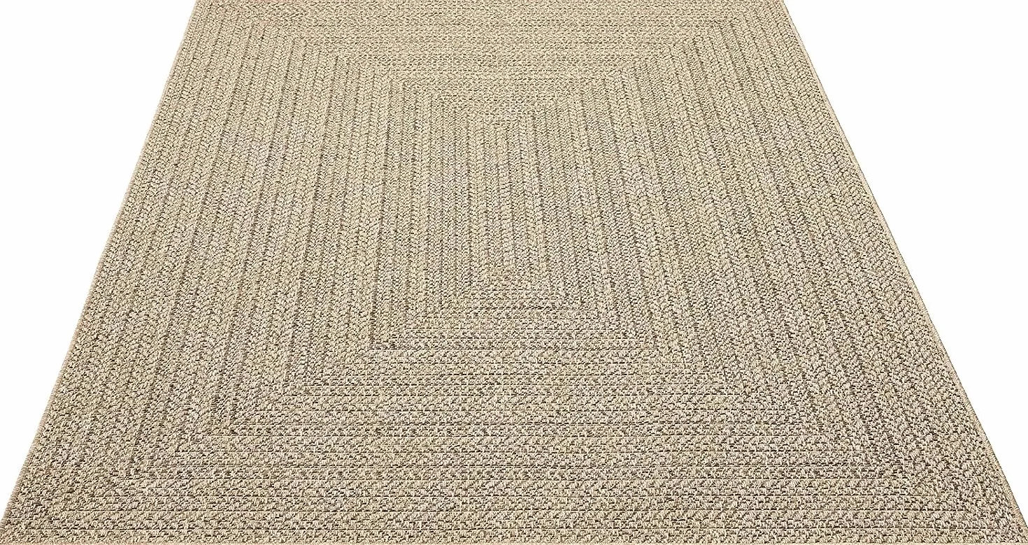 Mias Teppiche Kinsley Alfombra de Yute Natural para Exterior Resistente a la Intemperie