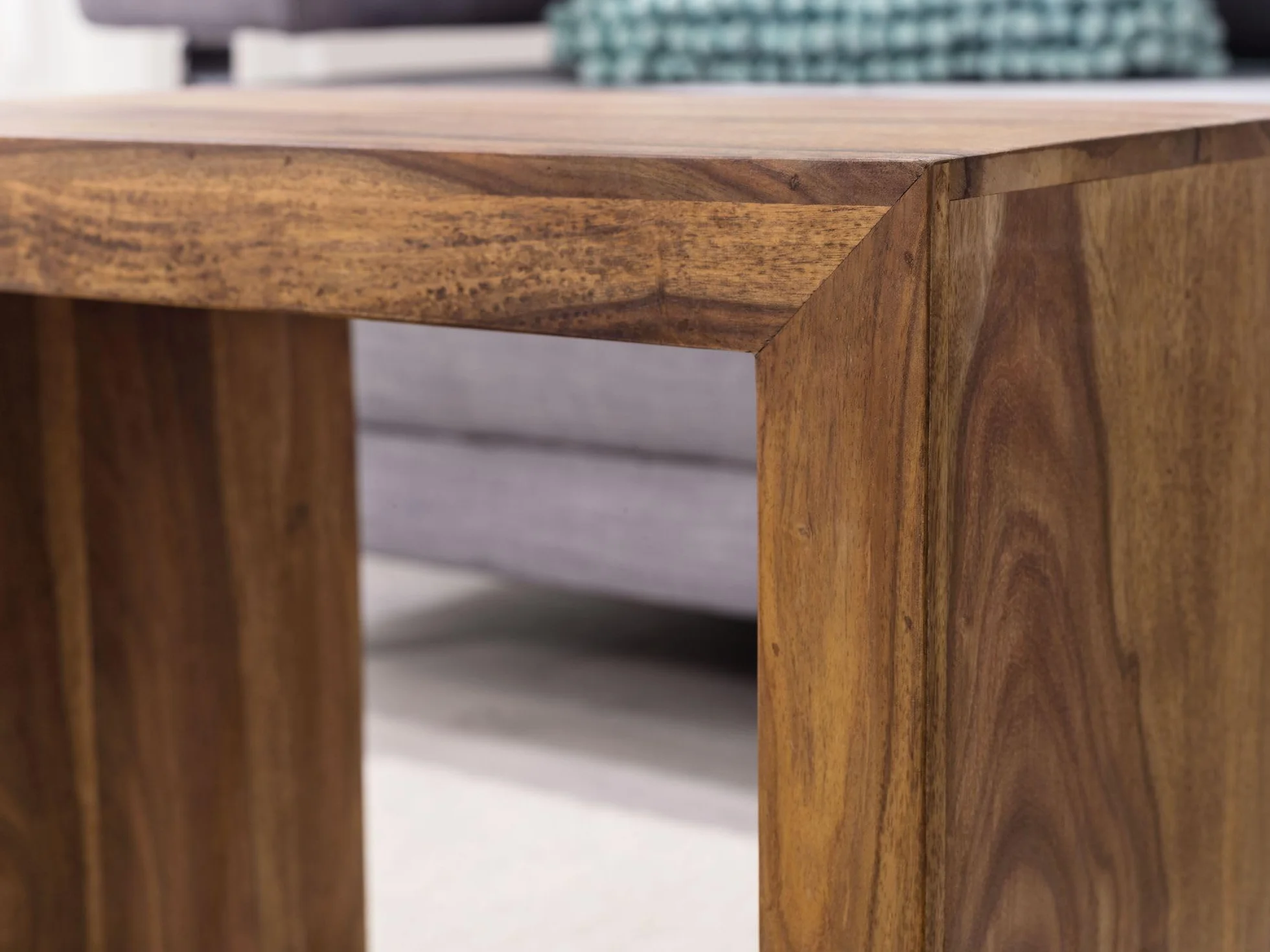 FineBuy Juego de mesas auxiliares de 3 Piezas Madera Maciza | Mesas de Centro Marrón | Mesas Modernas para el salón