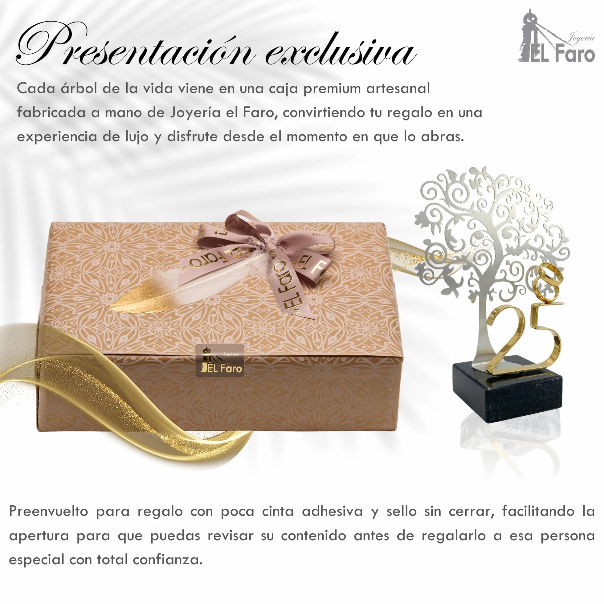 JOYERIA EL FARO | Grabado Personalizado | Presentación en Estuche Premium | Celebra vuestros años de Amor Juntos (25 Aniversario, 22 x 19 cm)