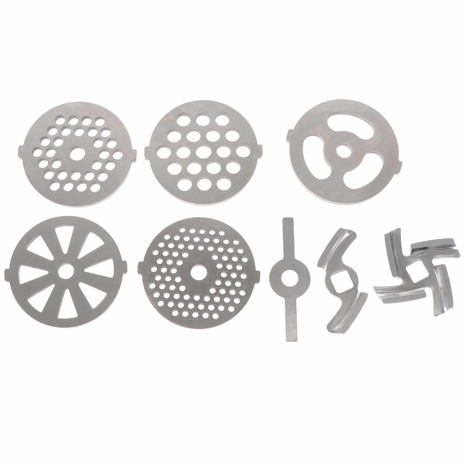 Uonlytech Cuchillas para Picadora de Carne Casera Acero Inoxidable, Juego de 8 Piezas Disco Redondo 7mm y Cuadrado 8.3mm, Repuestos para Máquina de Picar Carne Eléctrica, Accesorios
