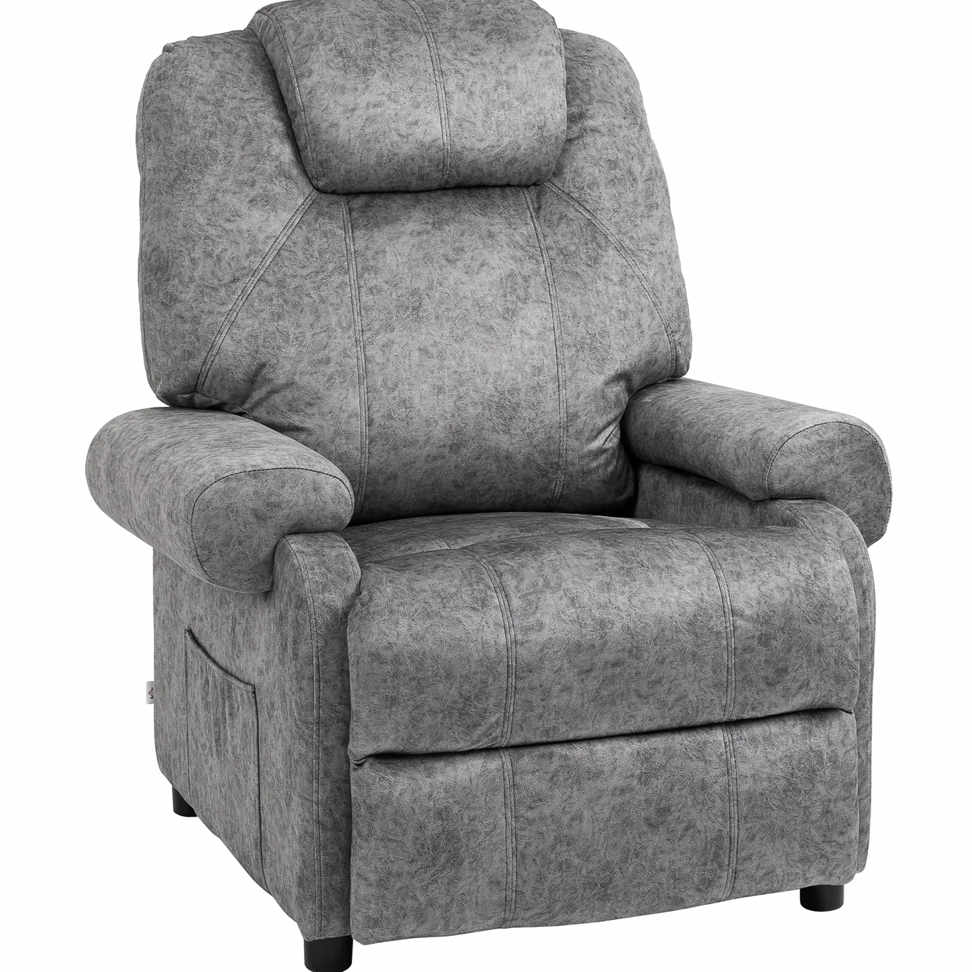 HOMCOM Sillón Relax Reclinable Manual, Sillón Relax de Terciopelo con Reposabrazos, Reposapiés, Acolchado Grueso, Butaca Reclinable hasta 135º para Salón, Dormitorio, Oficina, Gris