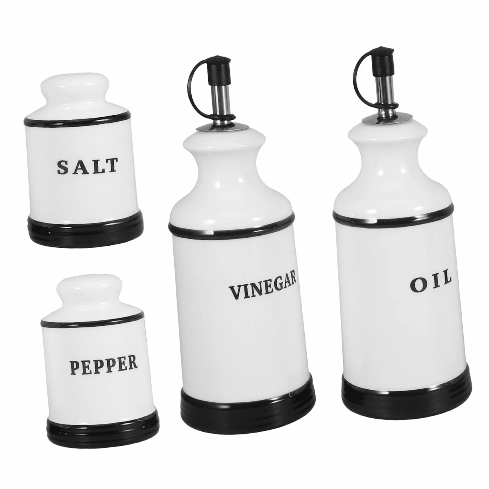 PRETYZOOM 4piezas Frascos De Condimentos De Cerámica Dispensador De Sal y Pimienta Para Cocina Recipiente Multifuncional Para Aceite Vinagre y Especias Para Decoración De Cocina y