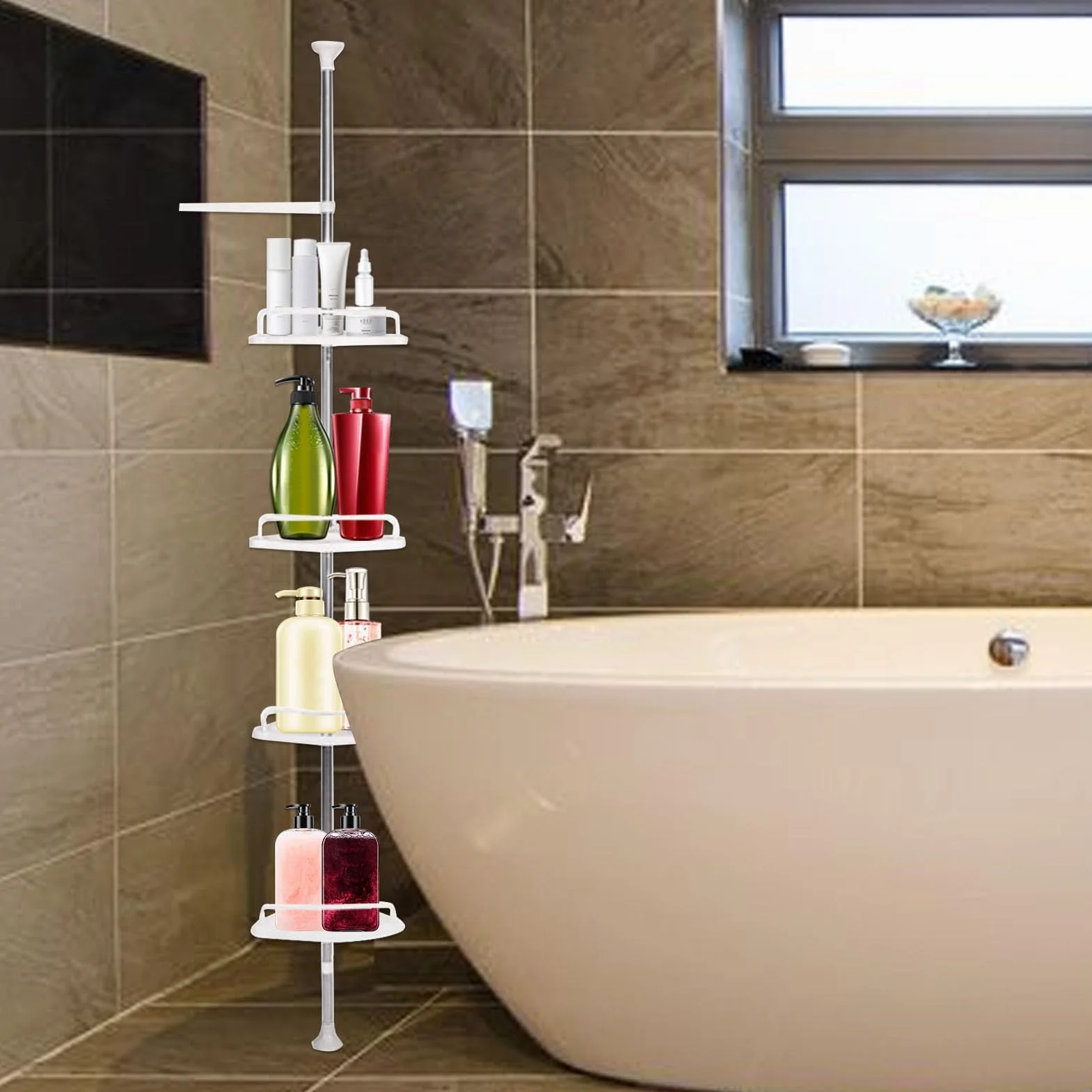 Estante esquinero de baño inoxidable de 25 x 25 cm, almacenamiento de acero inoxidable de varios niveles para ducha y baño, estante de esquina que ahorra espacio, accesorio de baño duradero