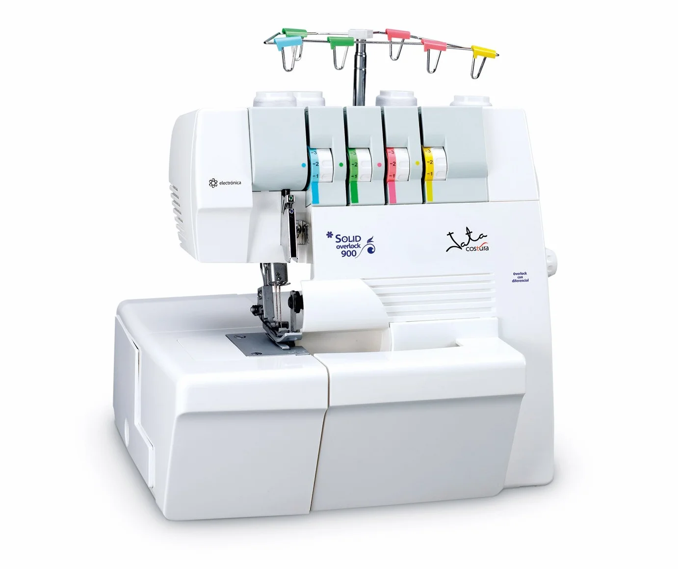 Jata Remalladora OL900 - Hasta 4 hilos, 1 ó 2 agujas, Cortado lateral, Con pedal, Juego completo de accesorios, Ancho de corte regulable