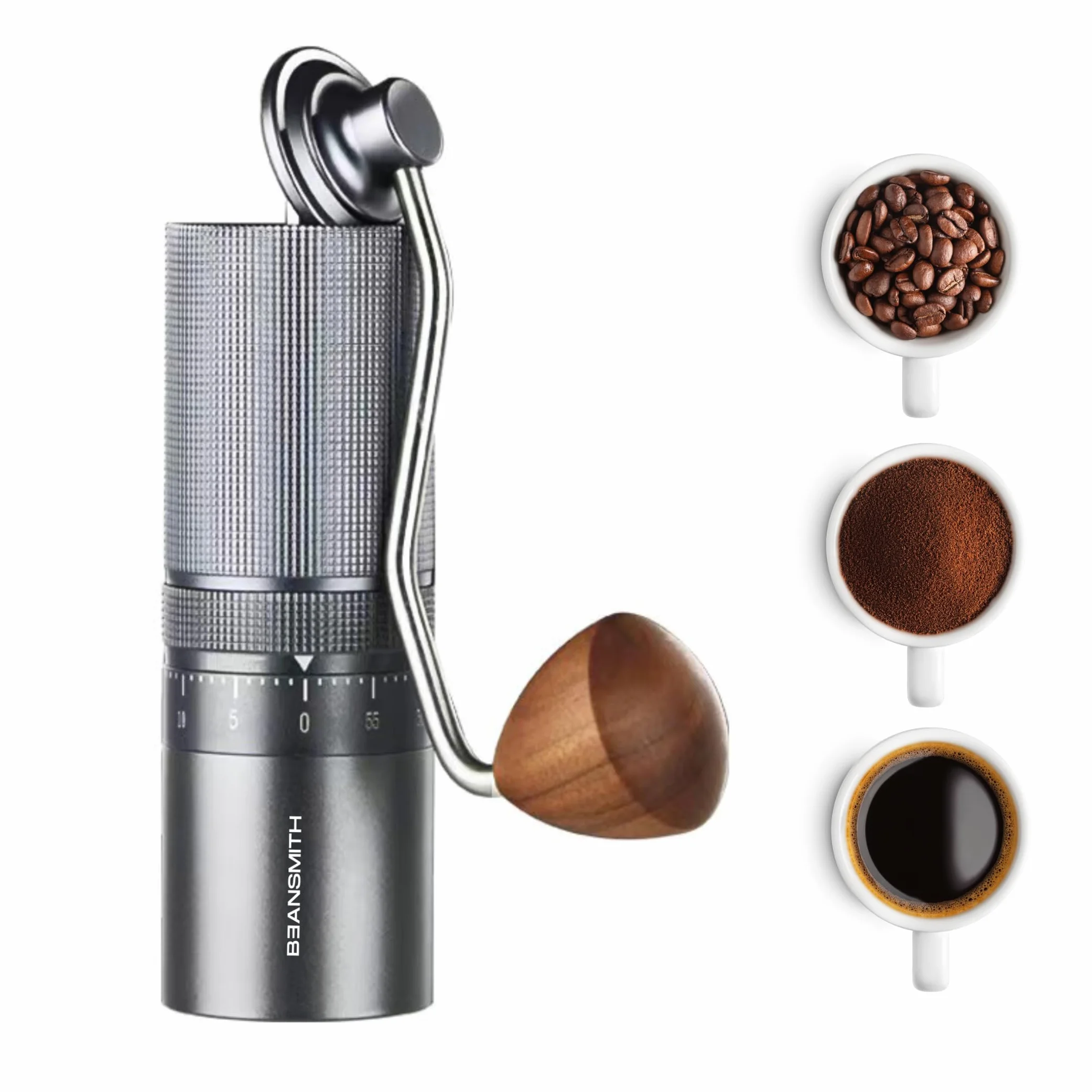 Molinillo de café manual M1, ajuste externo de 60 engranajes, rebaba cónica de acero inoxidable de 7 estrellas, capacidad de 30 g: perfecto para espresso, prensa francesa, turco, infusión fría -