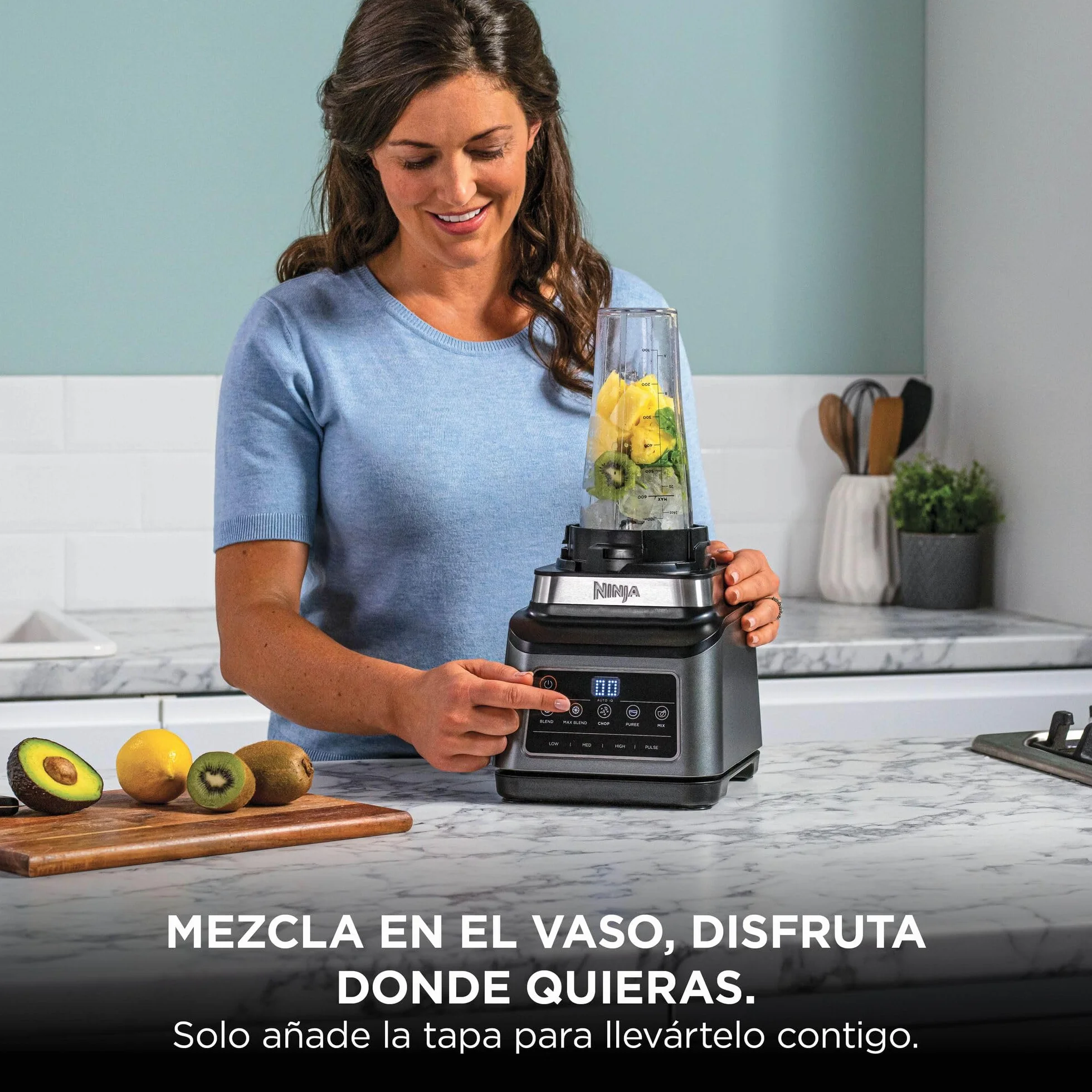 Ninja Procesador de alimentos 3 en 1, 1200 W, batidora multifunción, 5 programas automáticos, bol 1,8 l, jarra 2,1 l, vaso 700 ml, tecnología Auto-iQ, piezas aptas para lavavajillas, Negro, BN800EU