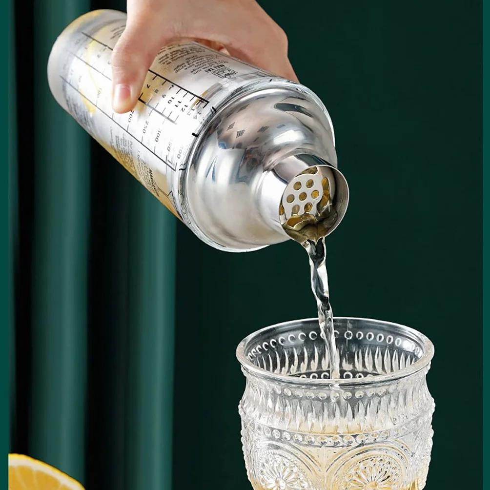 Coctelera para Cócteles Coctelera de cóctel, agitadora de bebidas, recetas de martini medido mezcla de vidrio y acero inoxidable superior zapatero, mejor regalo para principiantes Juego de cóctel