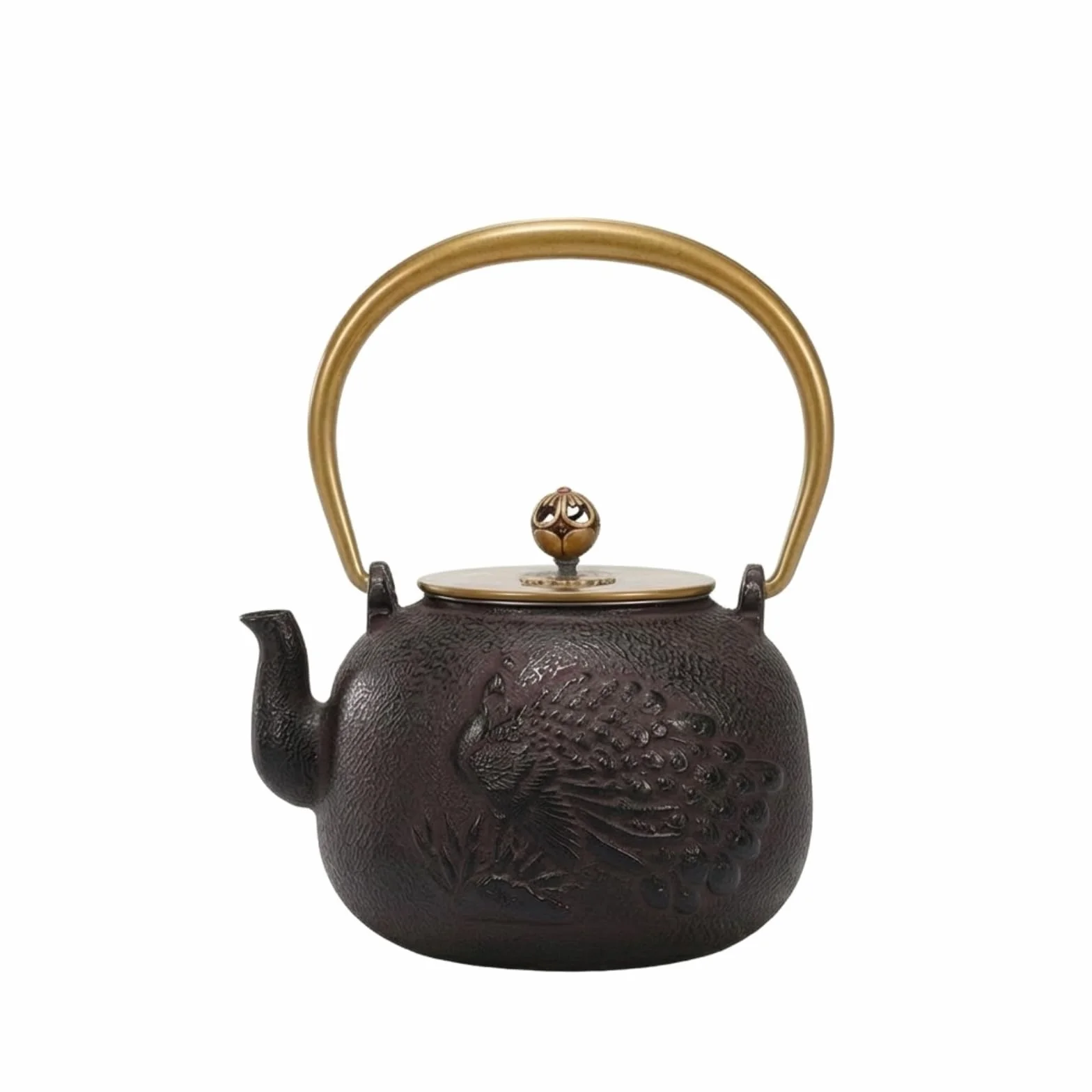 perfeclan Tetera de Hierro Fundido Tetera Hervidor Jarra con Colador con Tapa Fija y Decorativo Acabado en Relieve Que la el Adecuada para Ritual de Té Cocina, Maroon, Jixiangkongque