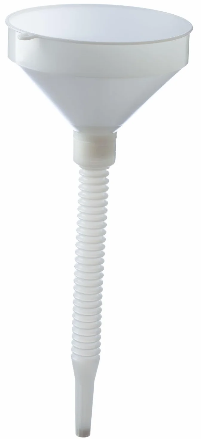 Embudo de plástico con curva flexible Ø 25 cm para uso alimentario blanco