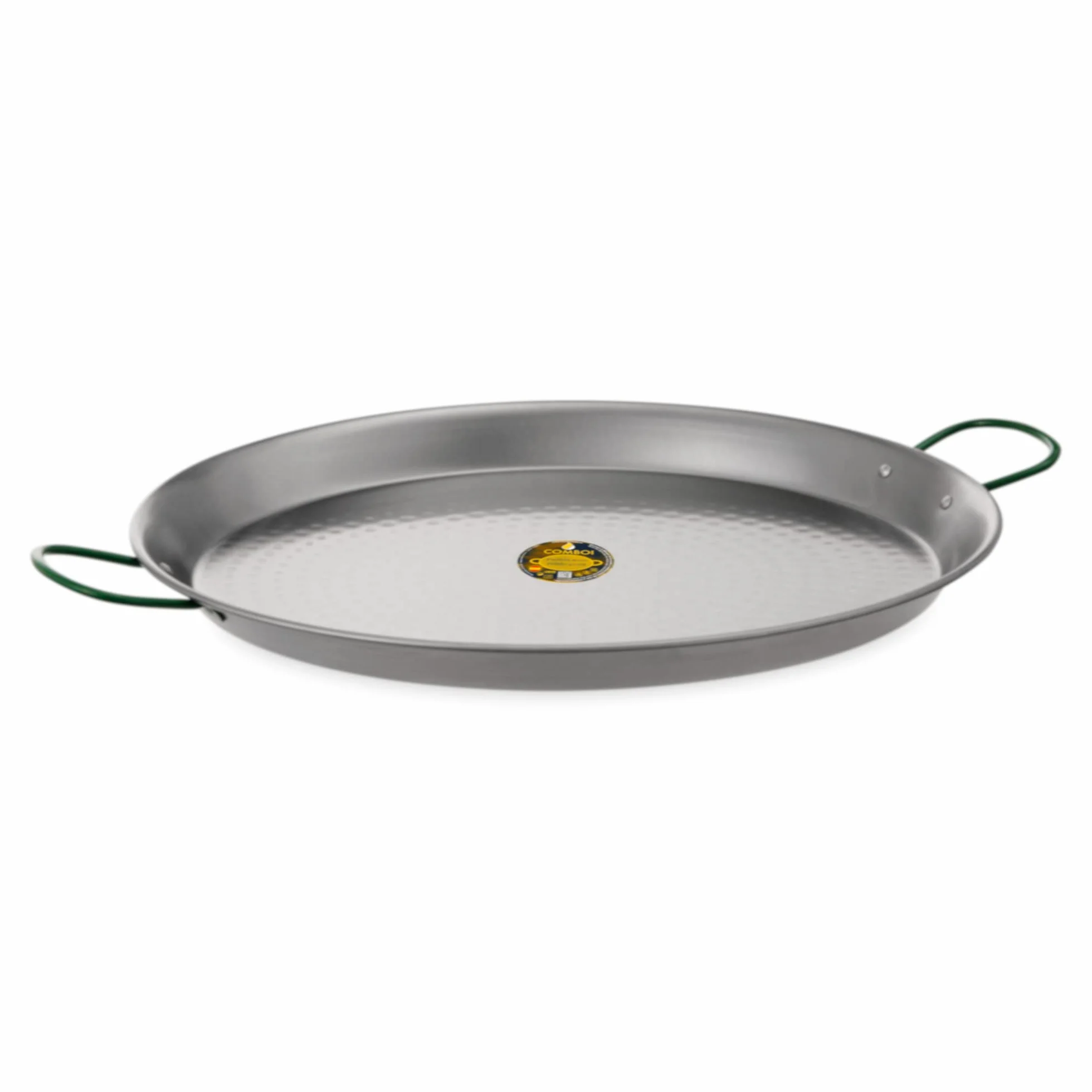 COMBOI Kit Paellero-Quemador de gas butano 40 cm de 2 fuegos, paellera de 46 cm + asador grill 46 cm, Soporte Patas reforzadas, nivel, delantal, libro de recetas digital.