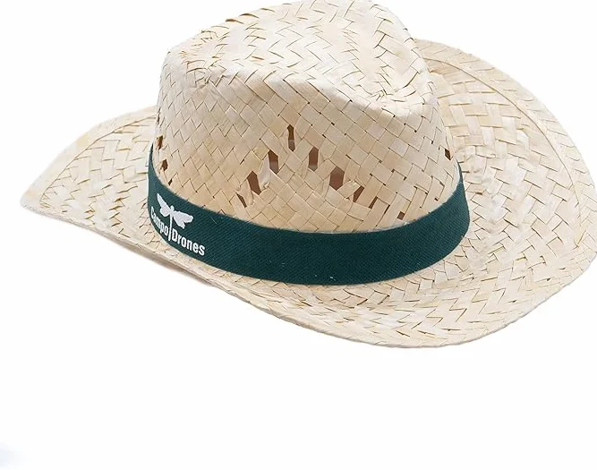 Gorros Personalizados Para Eventos - PACK 10 Sombreros con Tu Imagen o Frase - Sombreros de Paja Para Mujer y Hombre - Cinta de color a elegir - Natur