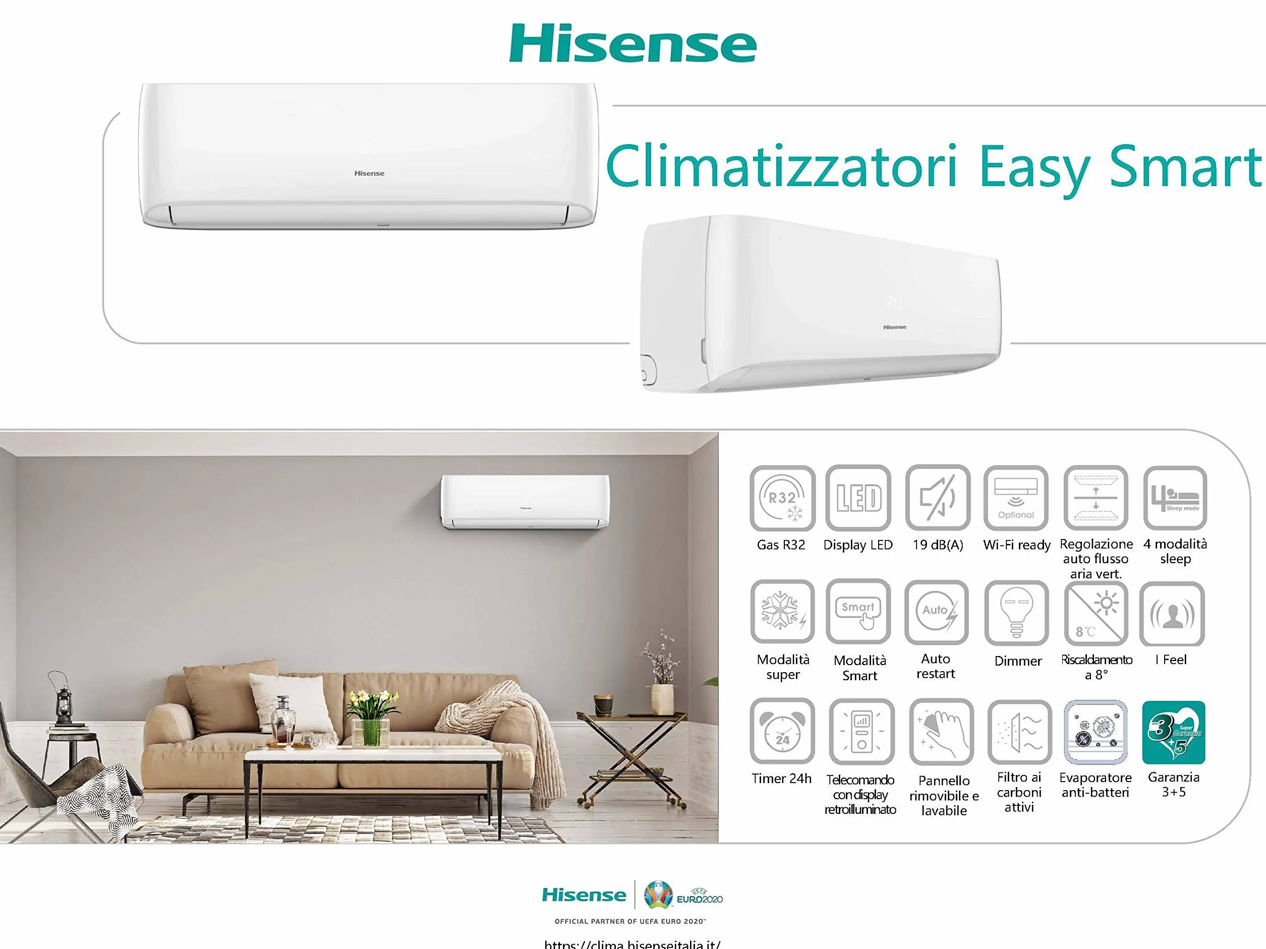 Climatizador Hisense EasySmart 9000 BTU A++ R32 CA25YR03G WiFi Ready