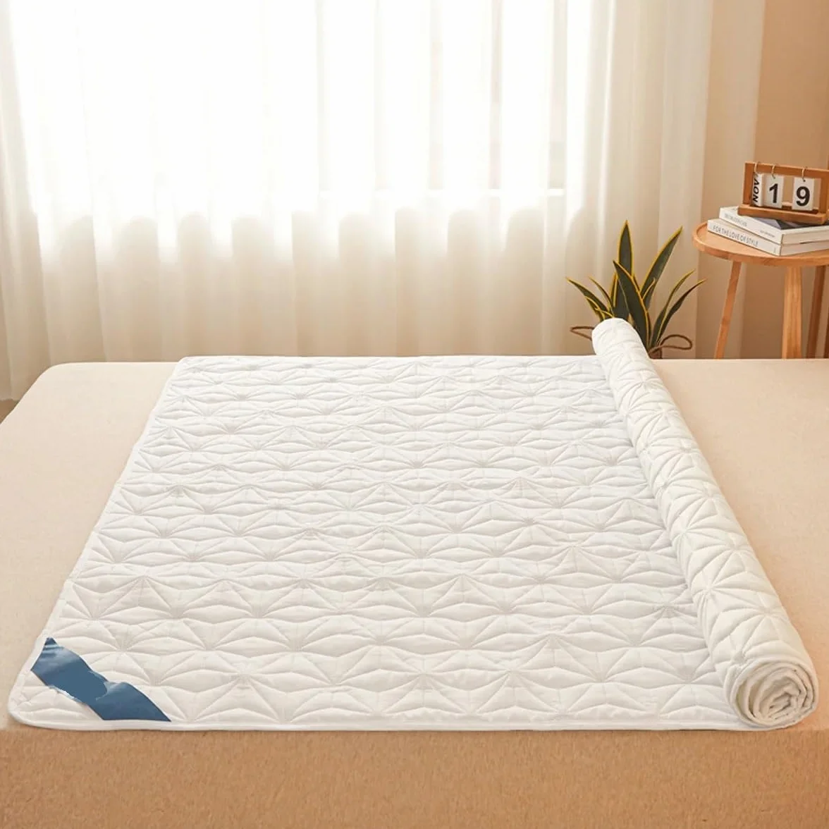 Protector Impermeable Colchon, Cubre Colchon Protector de colchón impermeable - Funda de colchón transpirable y silenciosa con 4 correas elásticas en las esquinas. Se adapta a hasta 40 cm de profundid