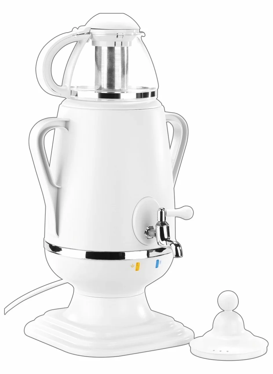 PEARL Teteras eléctricas para té caliente - Samovar: Tetera Samovar con tetera de vidrio, 2300 vatios, 3,5 y 0,5 litros (tetera Con Mantener la función caliente, Samova, Dispensador de agua)