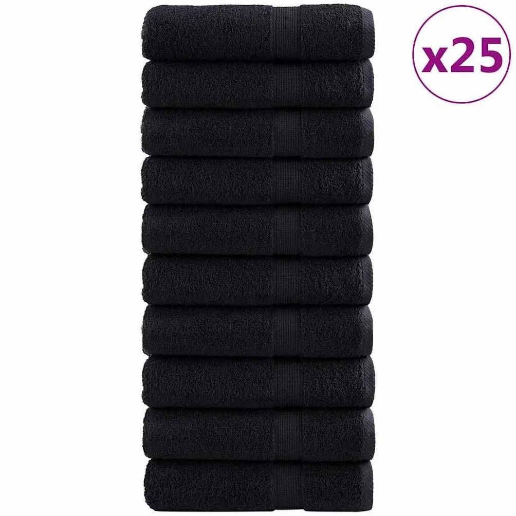 Genérico Toalla de Invitado SOLUND 25 pcs Negro 70 x 140 cm 550 gsm, Toallas Negro,42007970
