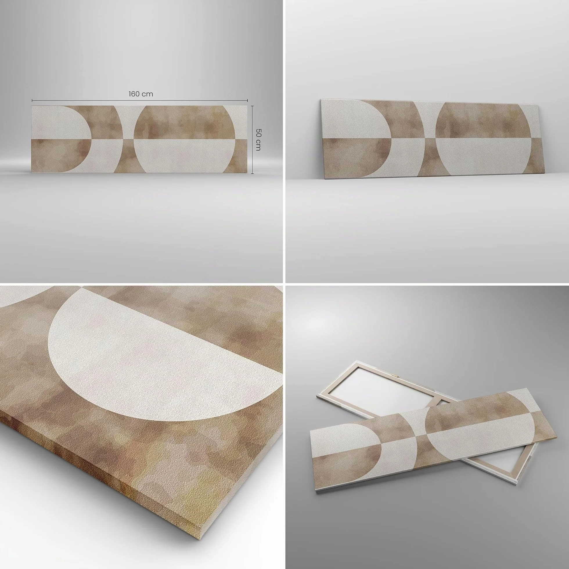 Cuadro Decorativo 160x50cm Moderno Panorámico Abstracto Pastel - 5488 | Minimalismo Brillante Formas Cuadro sobre Lienzo Grande Arte mural Decoración del Hogar Salón Dormitorio Cuadros de Pared