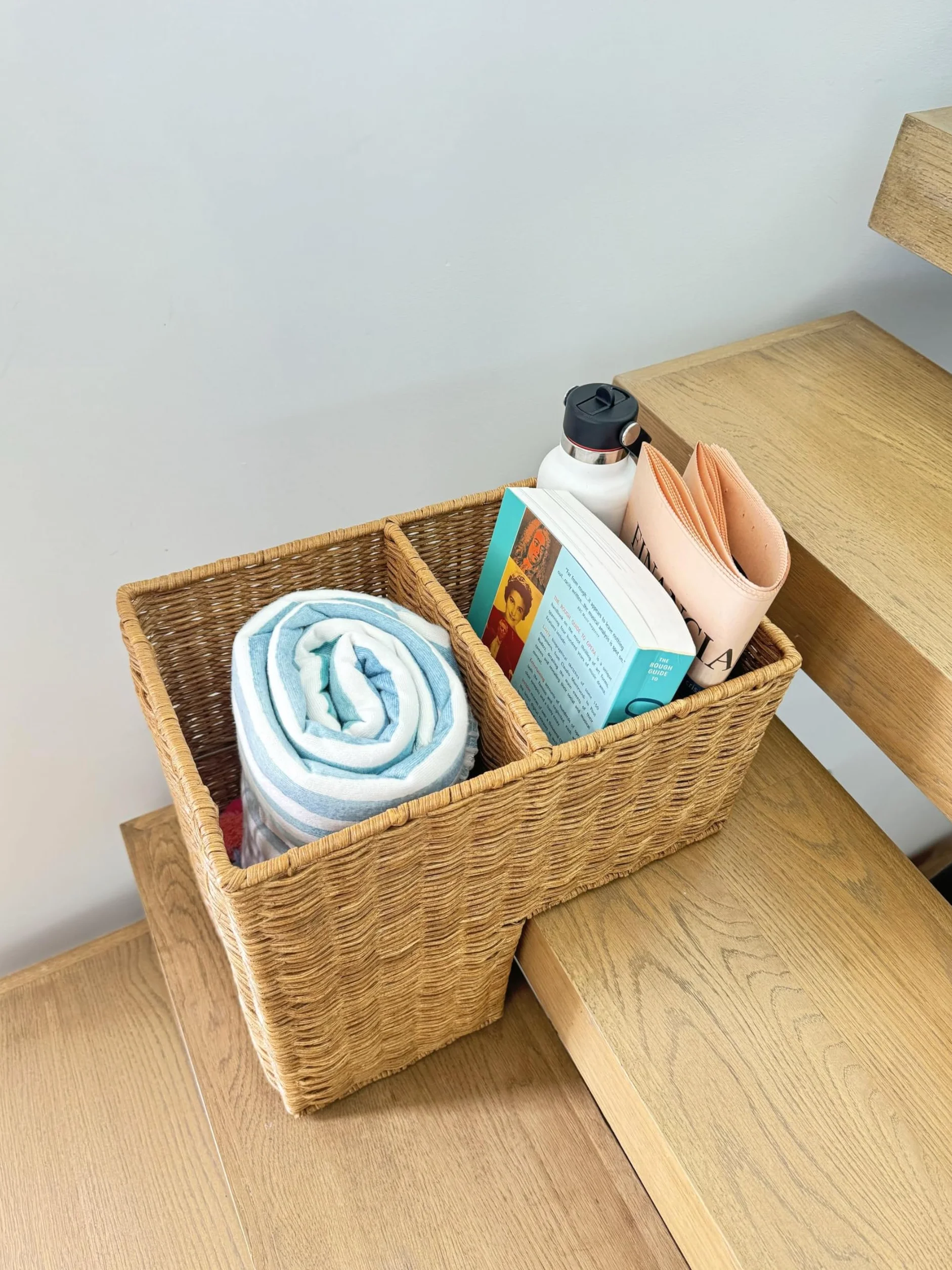 KOUBOO Wicker Stair Step Basket, Dark Brown_P, ratán y Mimbre, Natural, 38.1 x 24.13 x 40.005000000000003 cm