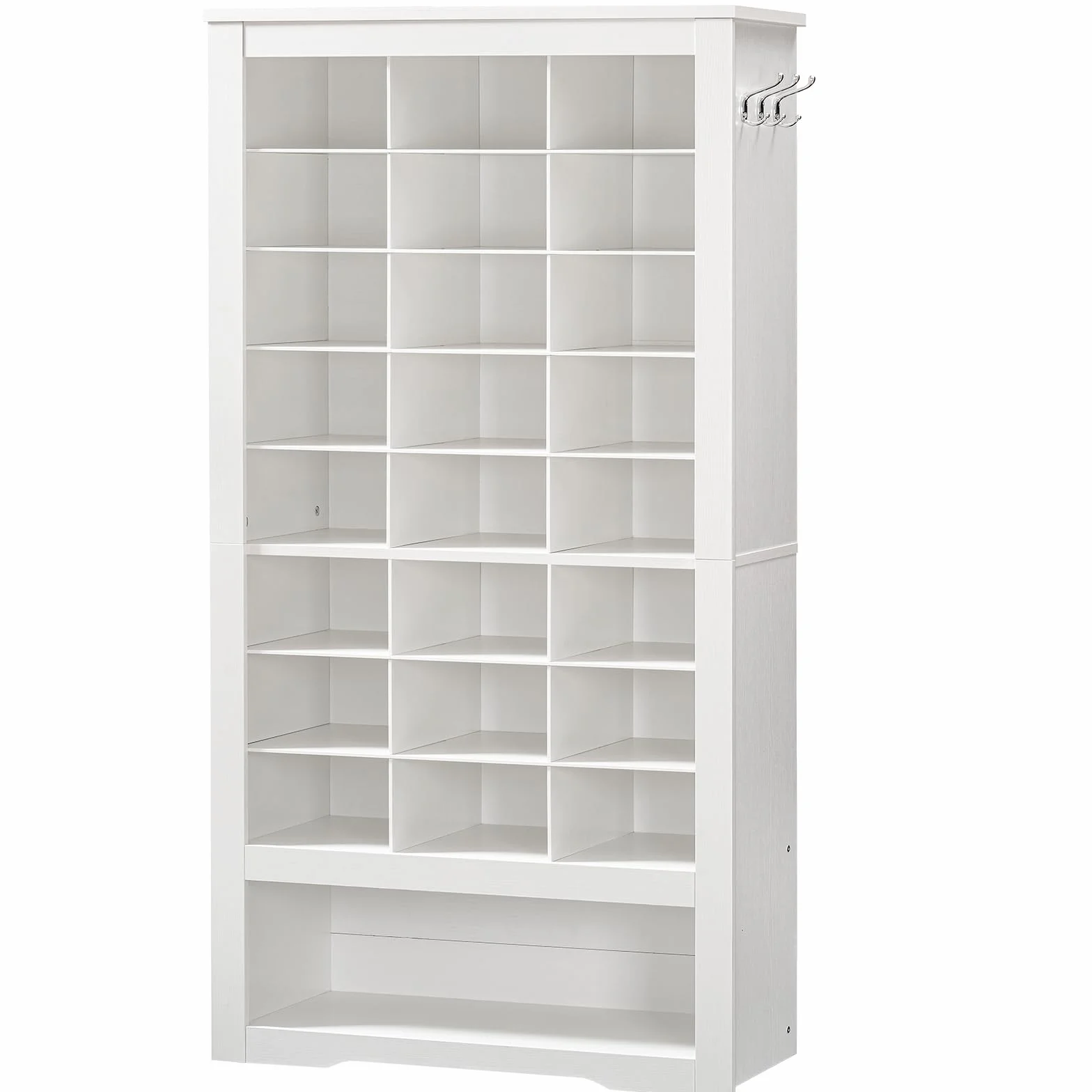 HOOBRO Zapatero Alto, Armario de Zapatos de 9 Niveles, Mueble para Zapatos Independiente con 24 Compartimentos y 3 Ganchos, para Entrada, Guardarropa, Sala de Estar, Blanco EWT24SC01