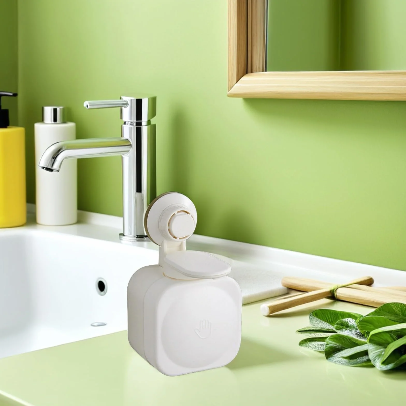 Dispensador de Jabón Líquido para Baño Ventosa, Fácil de Presionar y Dispensación Uniforme, Material Abs Blanco para Baños y Escuelas