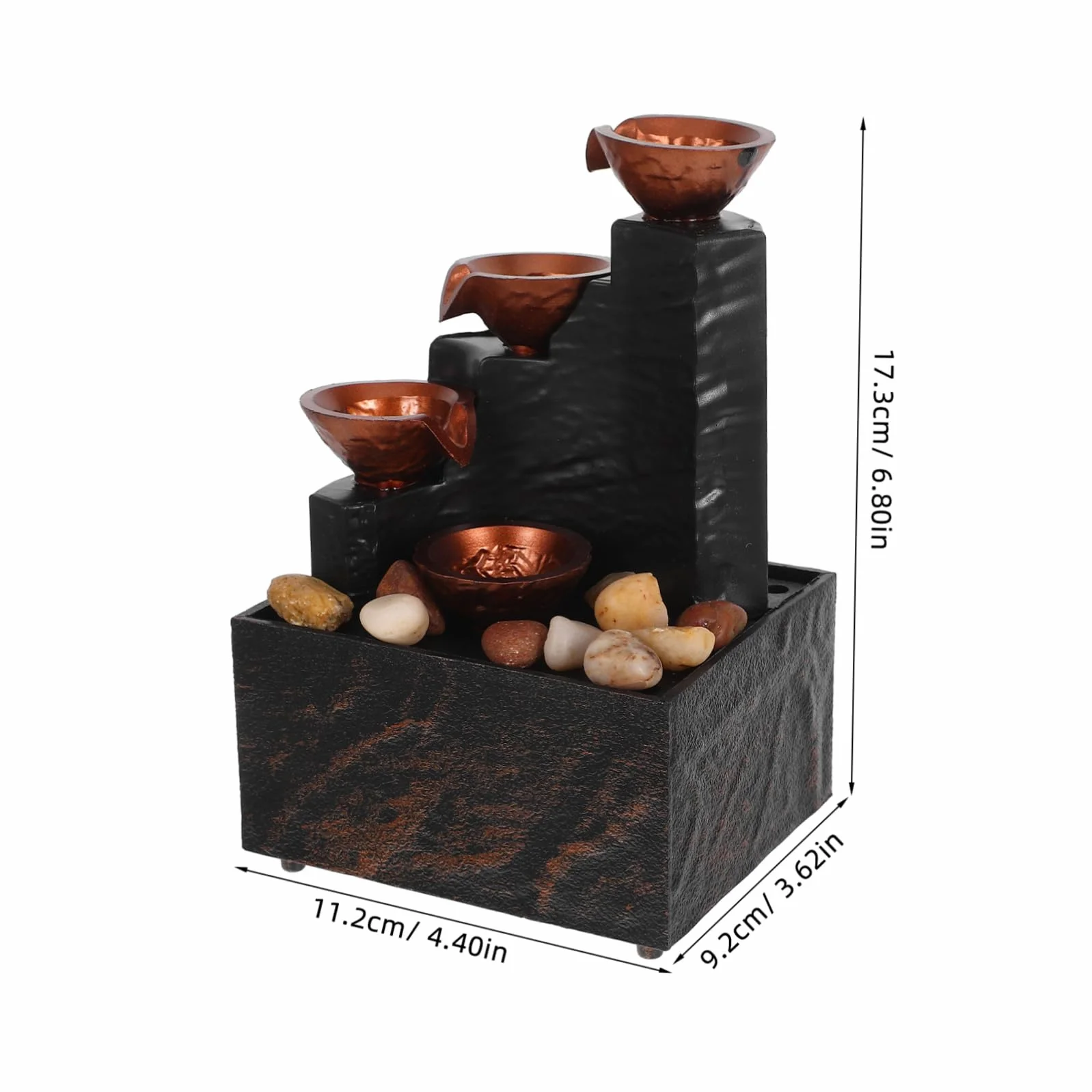 1 Set Pequeña Fuente De Agua LED De Interior con Guijarros Naturales Decoración De De Escritorio para La Sala De Estar De Dormitorio Decoración De La Oficina De La