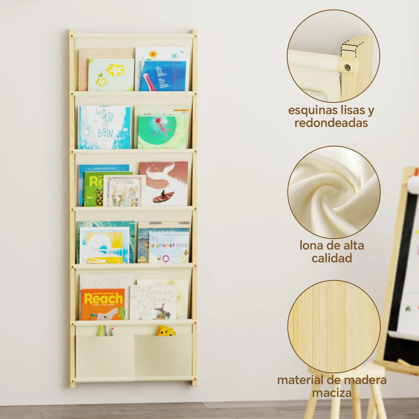 Estantería Infantil 6 Pisos Montessori Pared para Libros