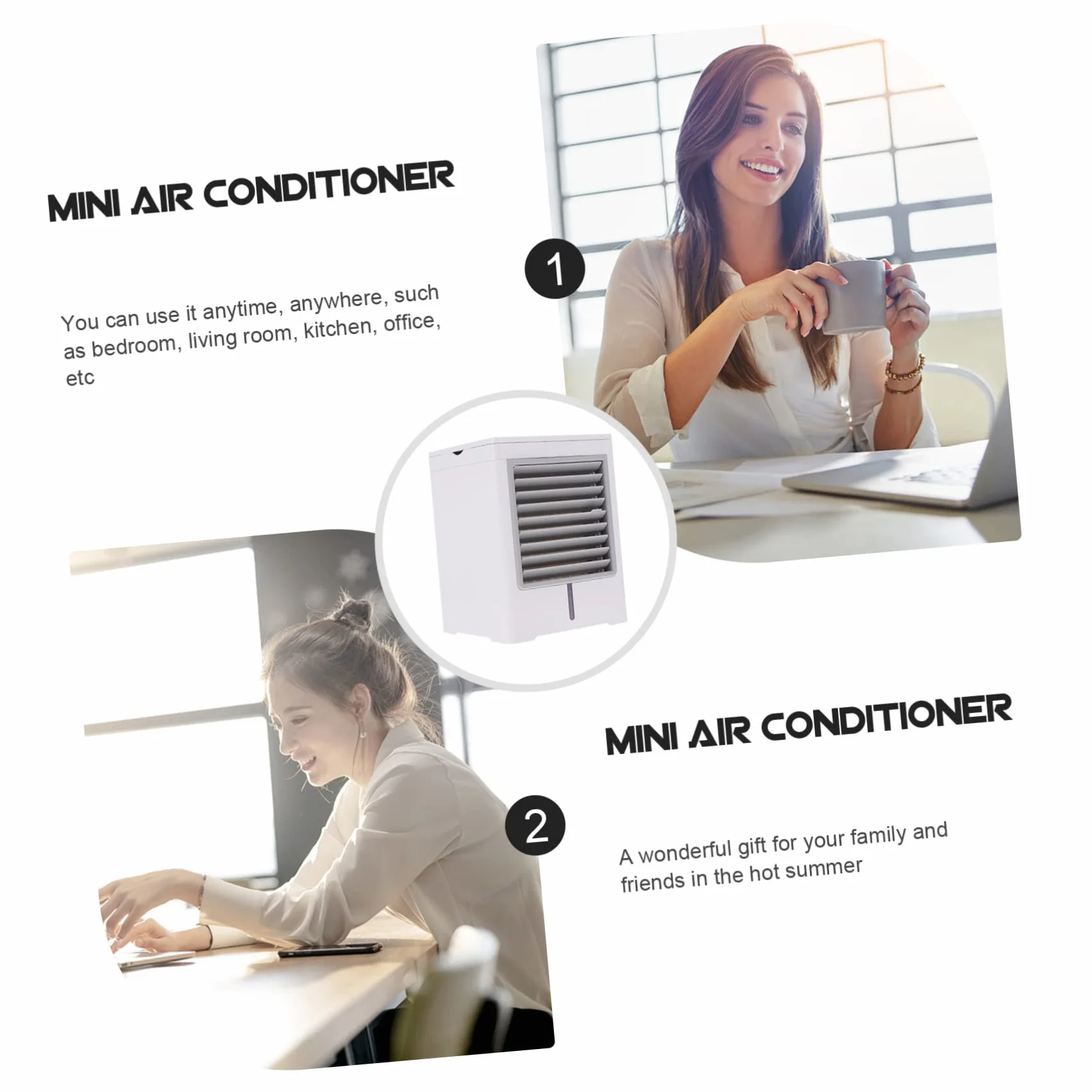 Homoyoyo Mini Aire Acondicionado Portátil USB de Sobremesa Blanco 470ml | Ventilador USB Portatil, Ventilador de Refrigeración Usb, Celebracion Verano