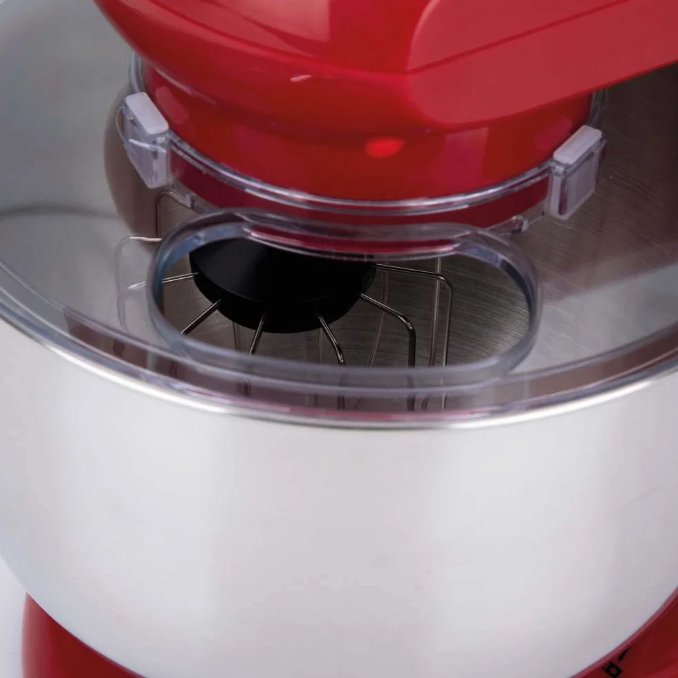 Jata JEMA1502 Batidora Amasadora Mezcladora con Bol de Acero Inoxidable de 5 L, 1200 W, 6 velocidades + PULSE, Base Giratoria, Tapa antisalpicaduras, Incluye accesorios