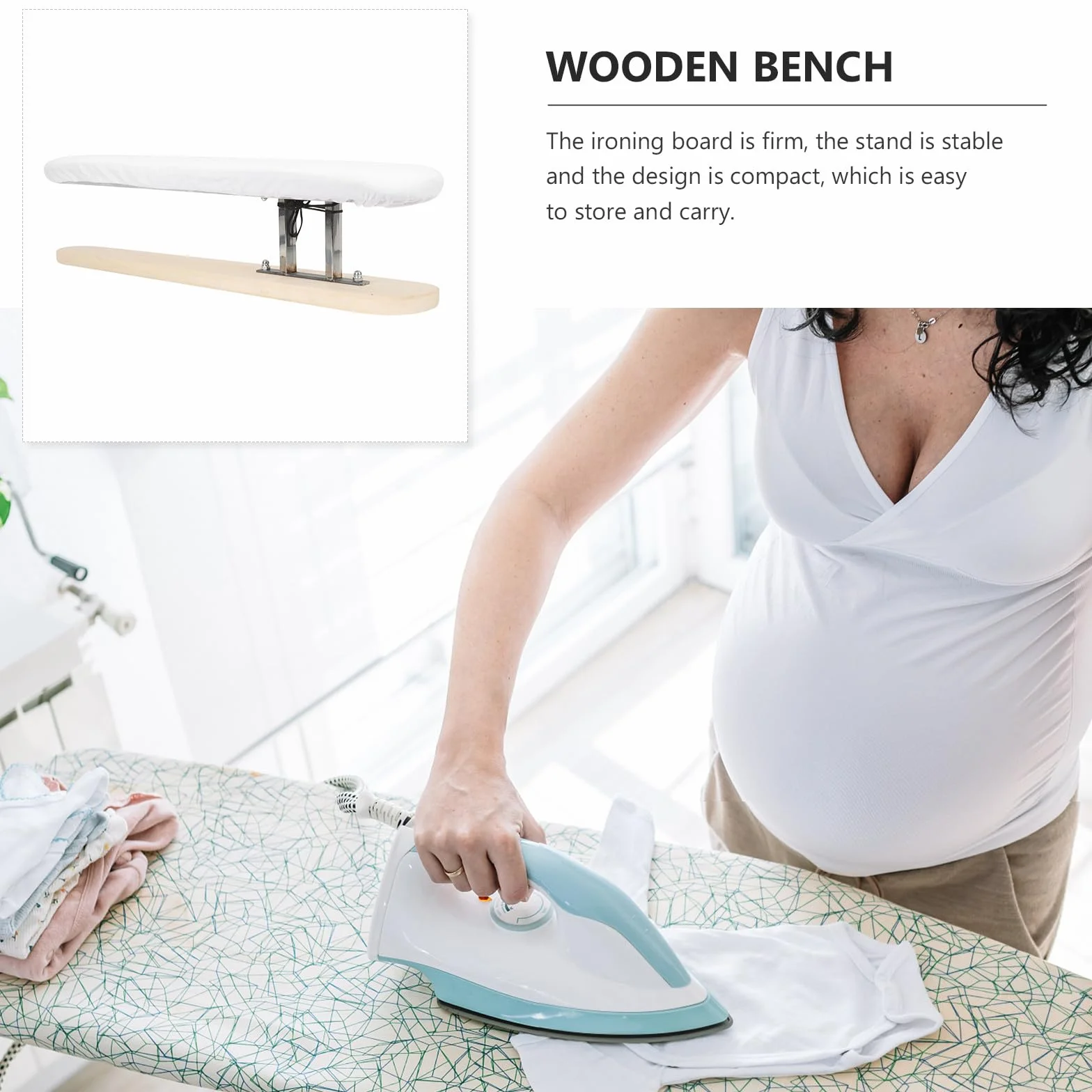 Veemoon Taburete de Planchado para Casa Tabla de Planchar Portátil Soporte Estable y Diseño Compacto para Camisas y Ropa