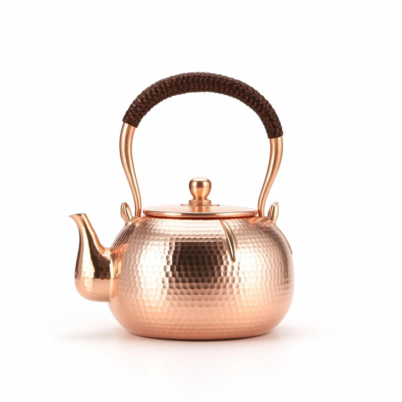 predolo Tetera Cobre Martillado Tetera con Mango Trenzado Artesanal Hervidor para Aficionados Al Té Té, Coleccionistas, Cocina, Comedor, coración, Array, Original, 1L