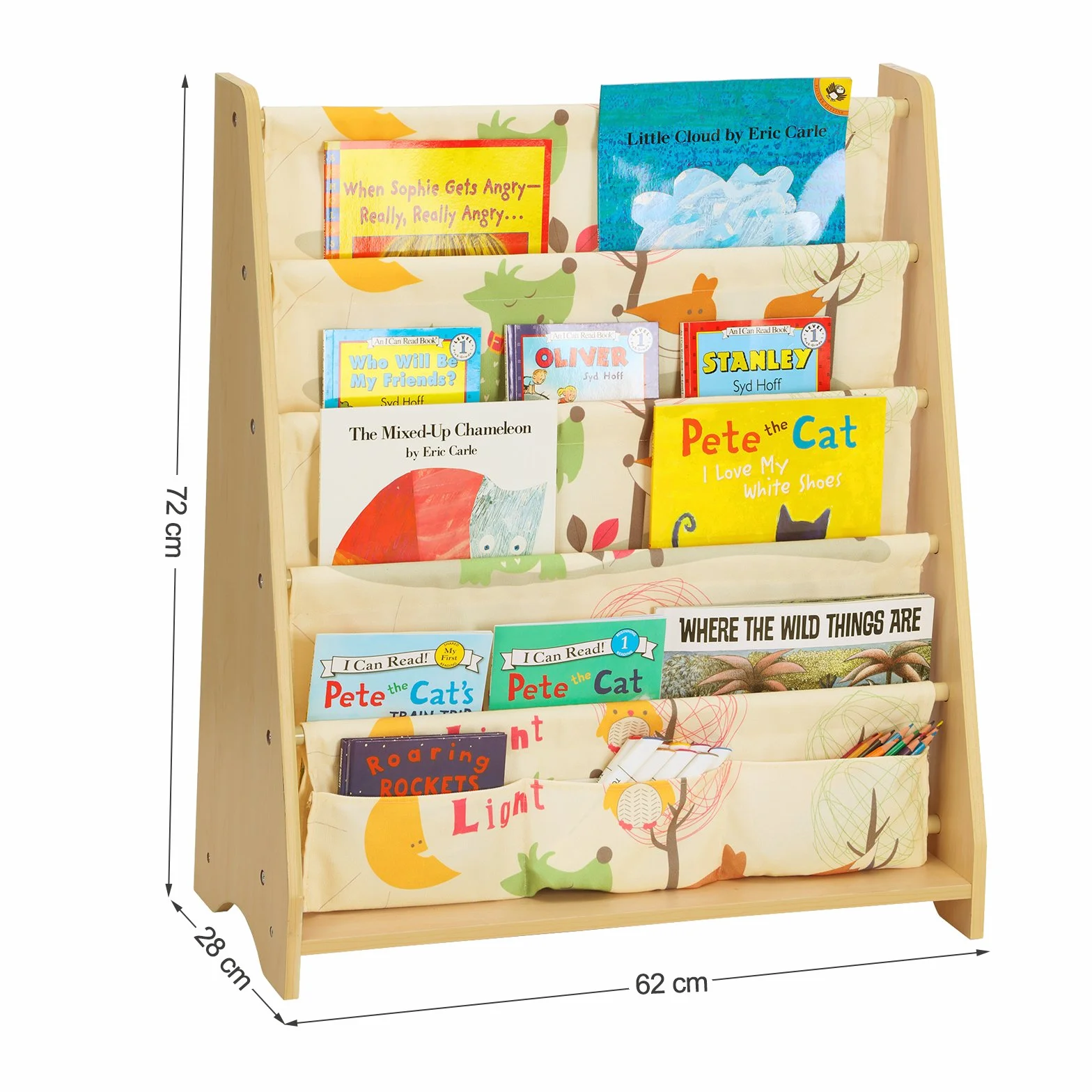 SONGMICS GKR71YL Estantería para niños, Color Madera de Arce, 62 x 28 x 72 cm