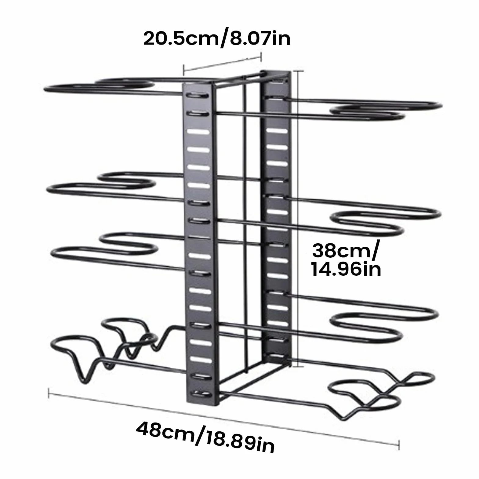 Organizador de Ollas y Sartenes Organizador de 8 Niveles | Soporte para Sartenes para Gabinete para Organizar Utensilios de Cocina Plato Fuente Estante Despensa