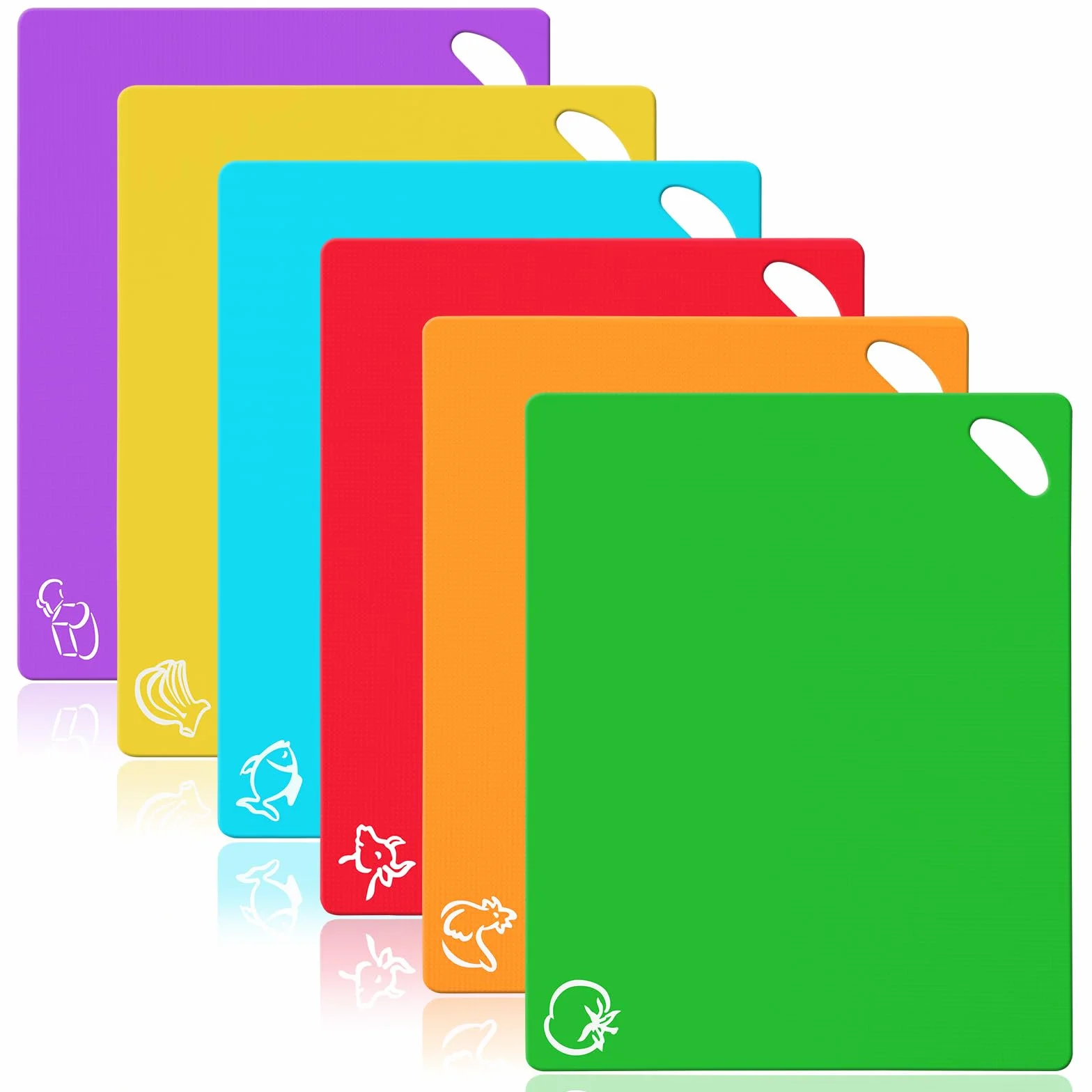Vicloon Juego de 6 Tablas de Cortar de Plástico Flexible, BPA-Libre, Antideslizante