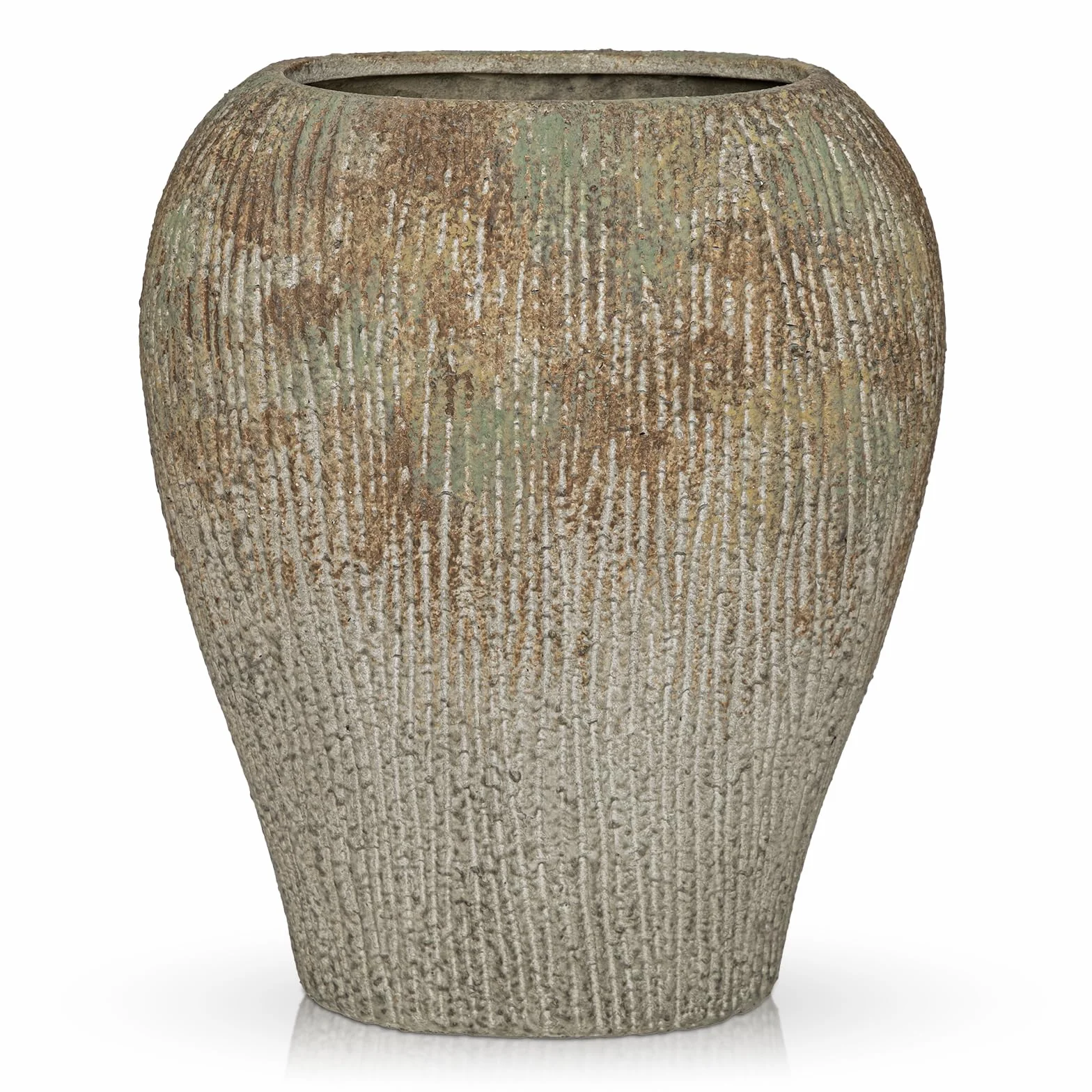 Briful Jarrón plano de cerámica delgado de 12.8 pulgadas para decoración del hogar, jarrón de flores gris musgo acanalado de 32 cm, jarrones decorativos estrechos que ahorran espacio para flores