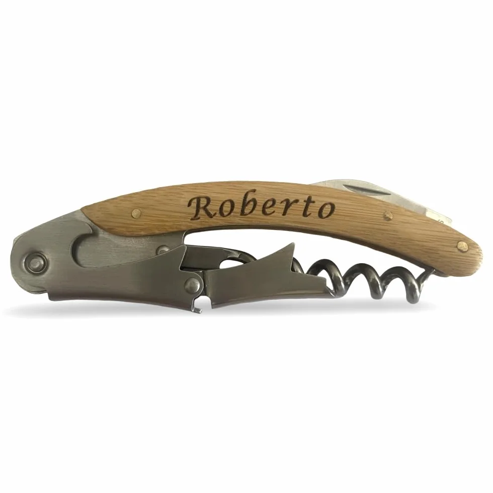 Sacacorchos Profesional Personalizado Bambú Natural Estuche Eco-Friendly Regalo