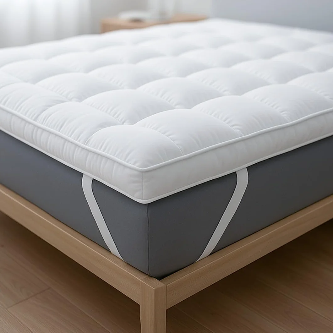 The White Stone Topper Cubrecolchón 160 x 200 cm | Acolchado de Fibra 1000 g/m² | Extra Confort con Cámara de Aire Transpirable | Cubrecolchón Efecto Nube Estilo Hotel Made in Italy