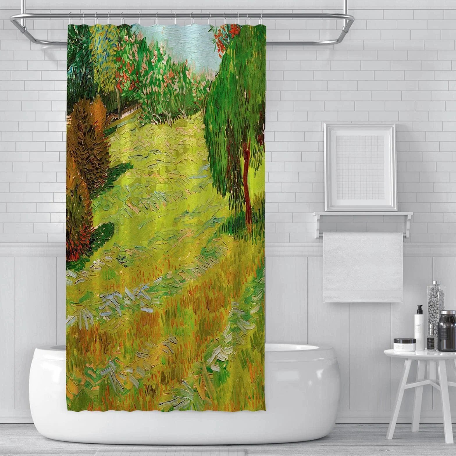 Farm Orchard Cortinas de Ducha Artista Juego de Cortinas de Ducha para Tela de baño Cortinas de baño de poliéster de Secado rápido con Ganchos Amarillos W200xL200cm
