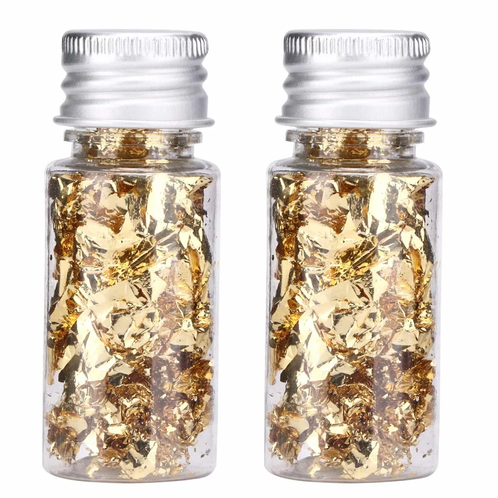 Copos de Lámina de Oro Comestible Multifunción, 2 Botellas para Cocinar y Decoración