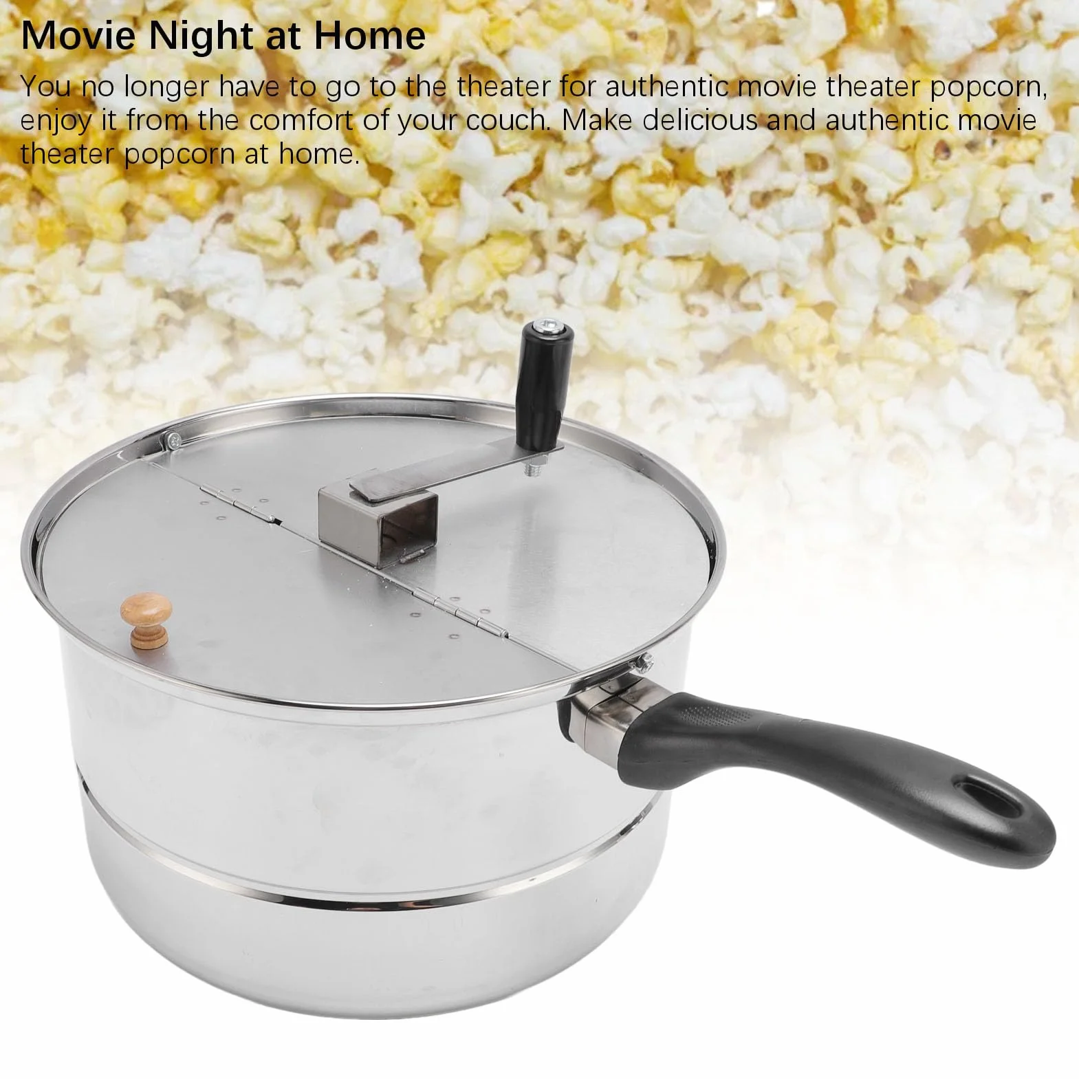VBESTLIFE Máquina para Hacer Palomitas de Maíz para Estufa, Máquina para Hacer Palomitas de Maíz de Acero Inoxidable, Fácil de Usar para Noches de Cine Familiares