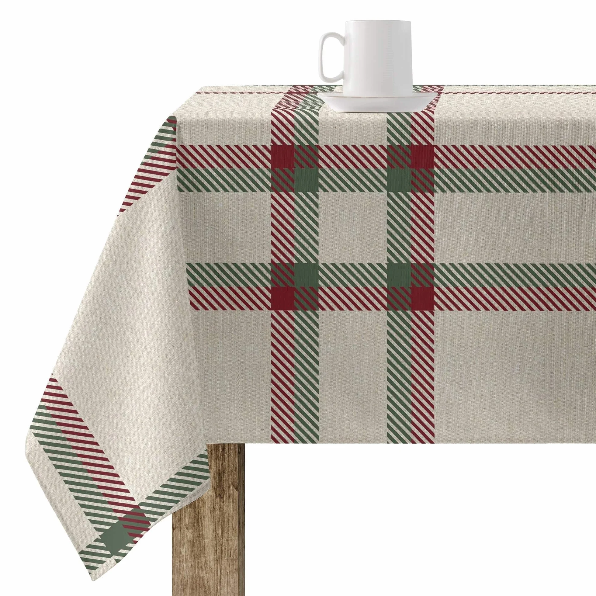 BELUM | Mantel Navidad XL 180x250 cm 100% algodón resinado Antimanchas (Tacto no plastificado) Modelo Cuadros Navidad